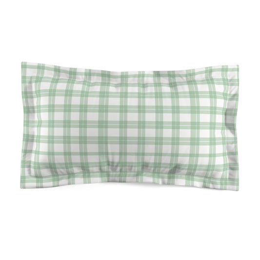 Sage Green White Plaid Microfiber Pillow Sham | Checked Bedding, Farmhouse Decor