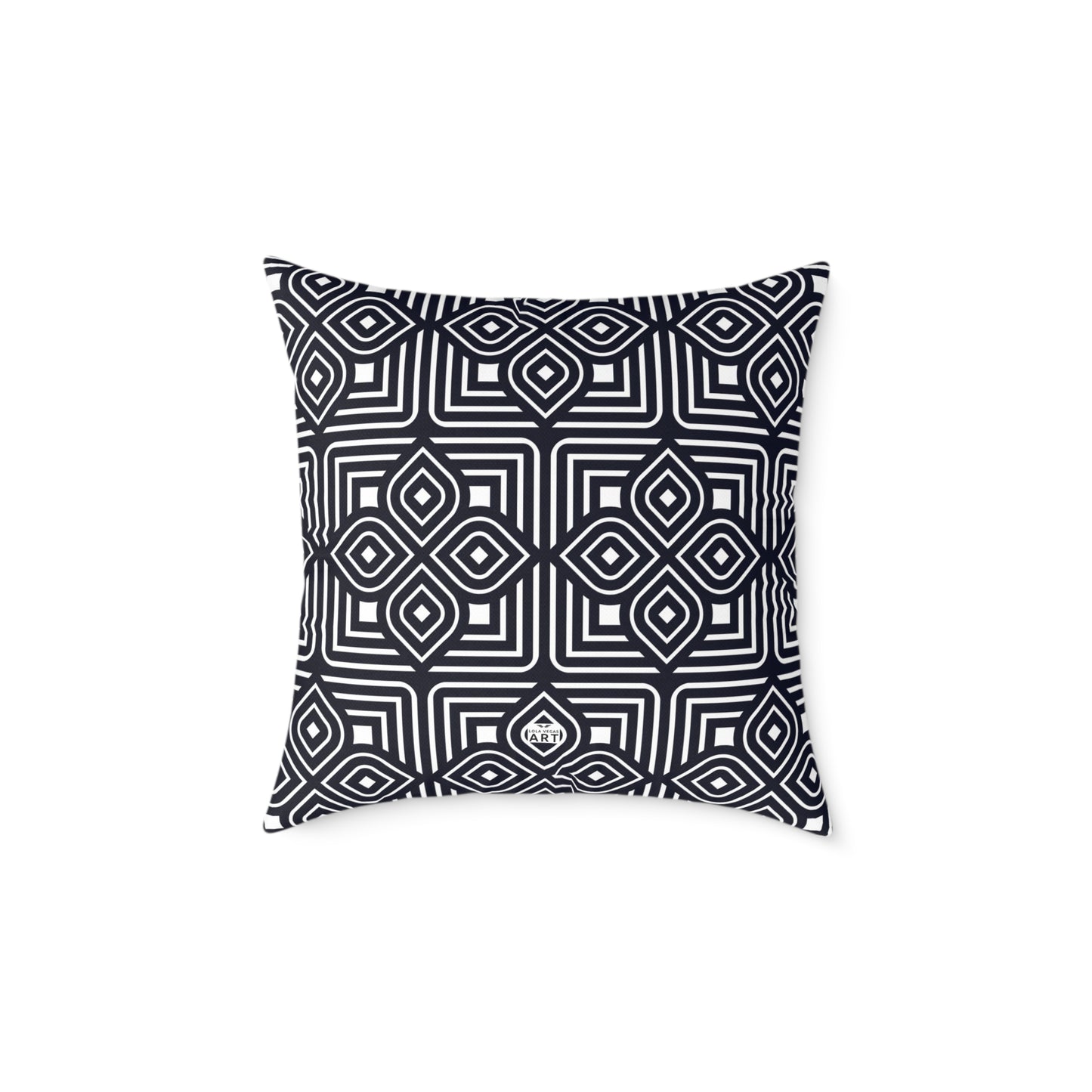Geometric Moroccan Tile Square Pillow | Navy Canvas Throw Pillow