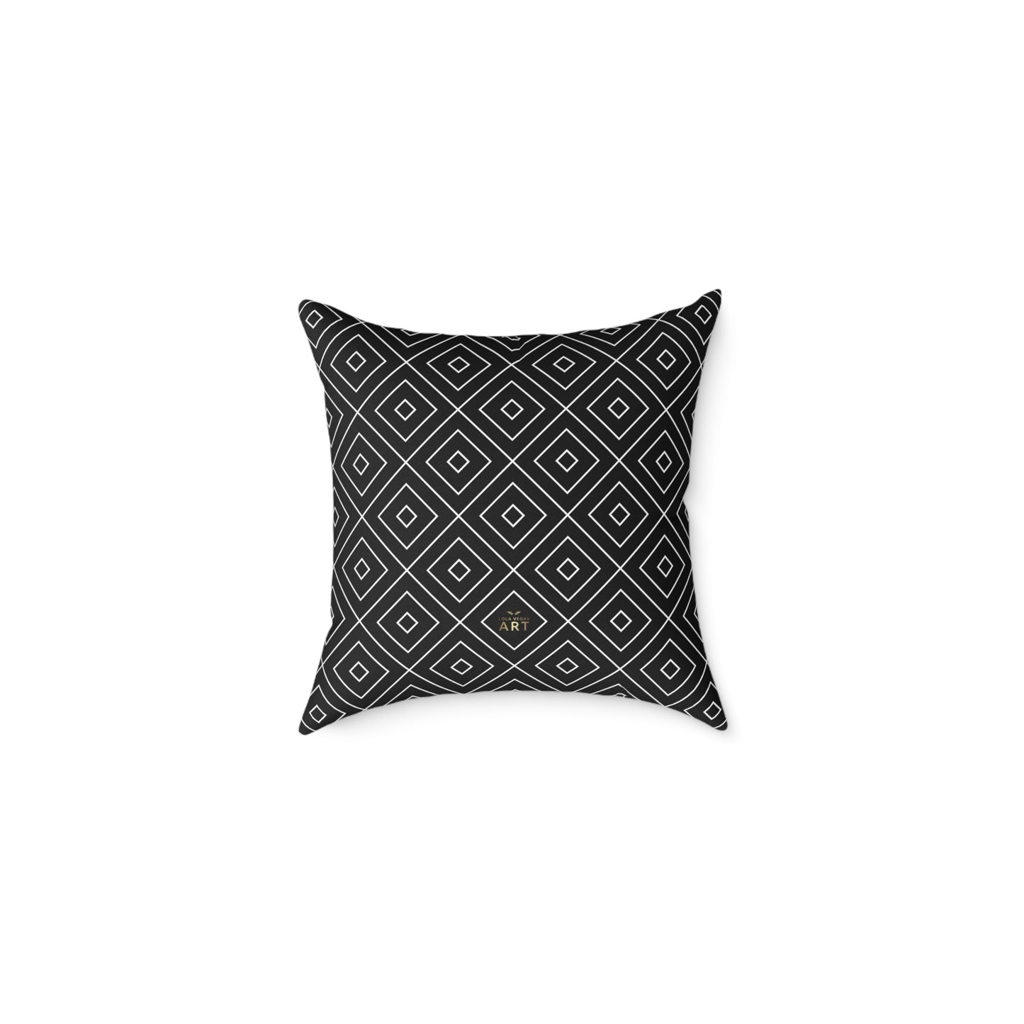 Geometric Diamond Pattern Square Poly Canvas Pillow | Black Grey Modern Throw Pillow