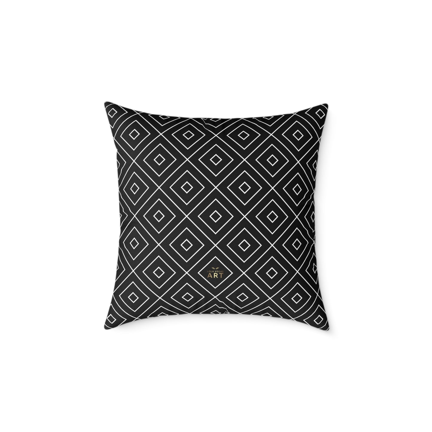 Geometric Diamond Pattern Square Poly Canvas Pillow | Black Grey Modern Throw Pillow