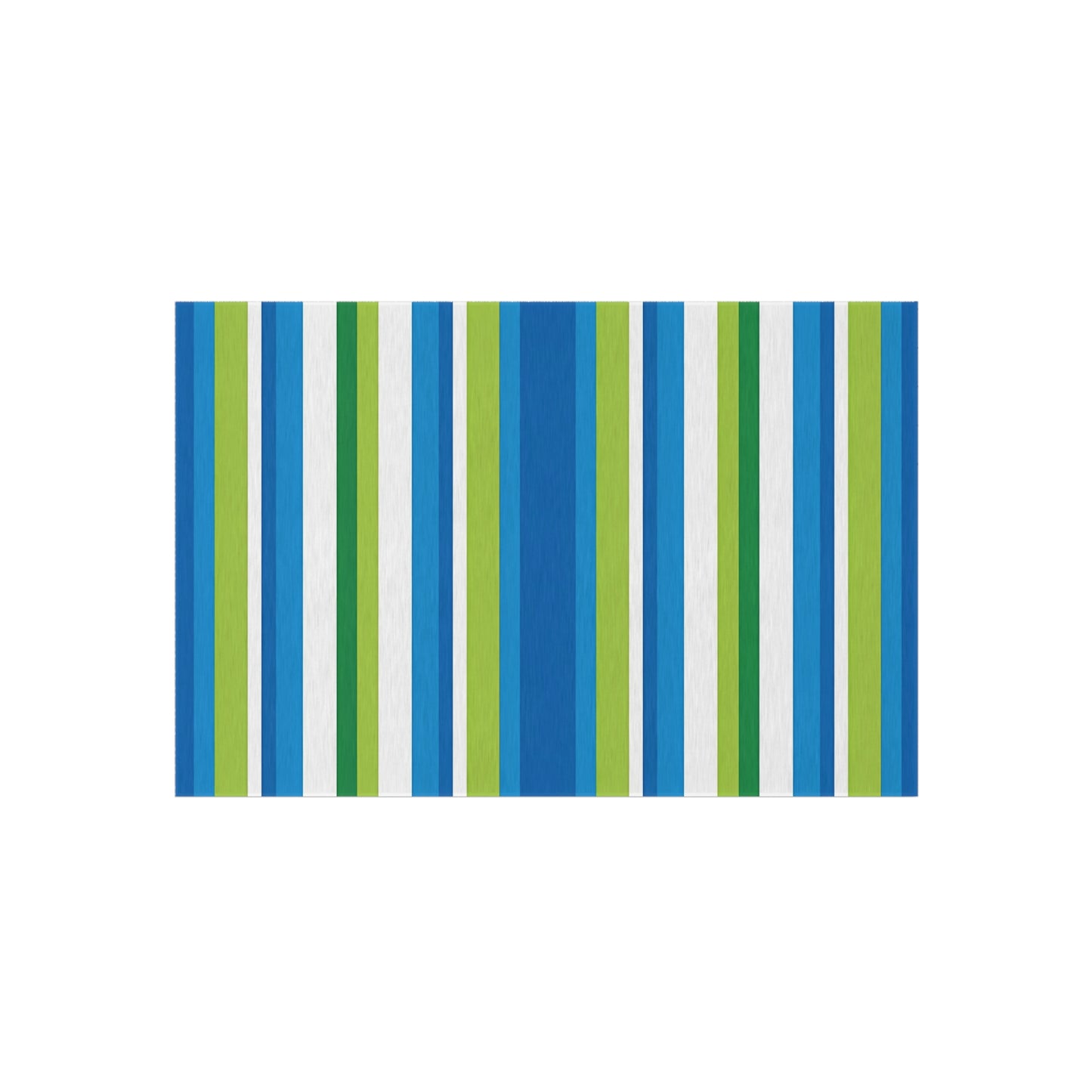Blue Green Striped Outdoor/Indoor Rug | Patio Mat