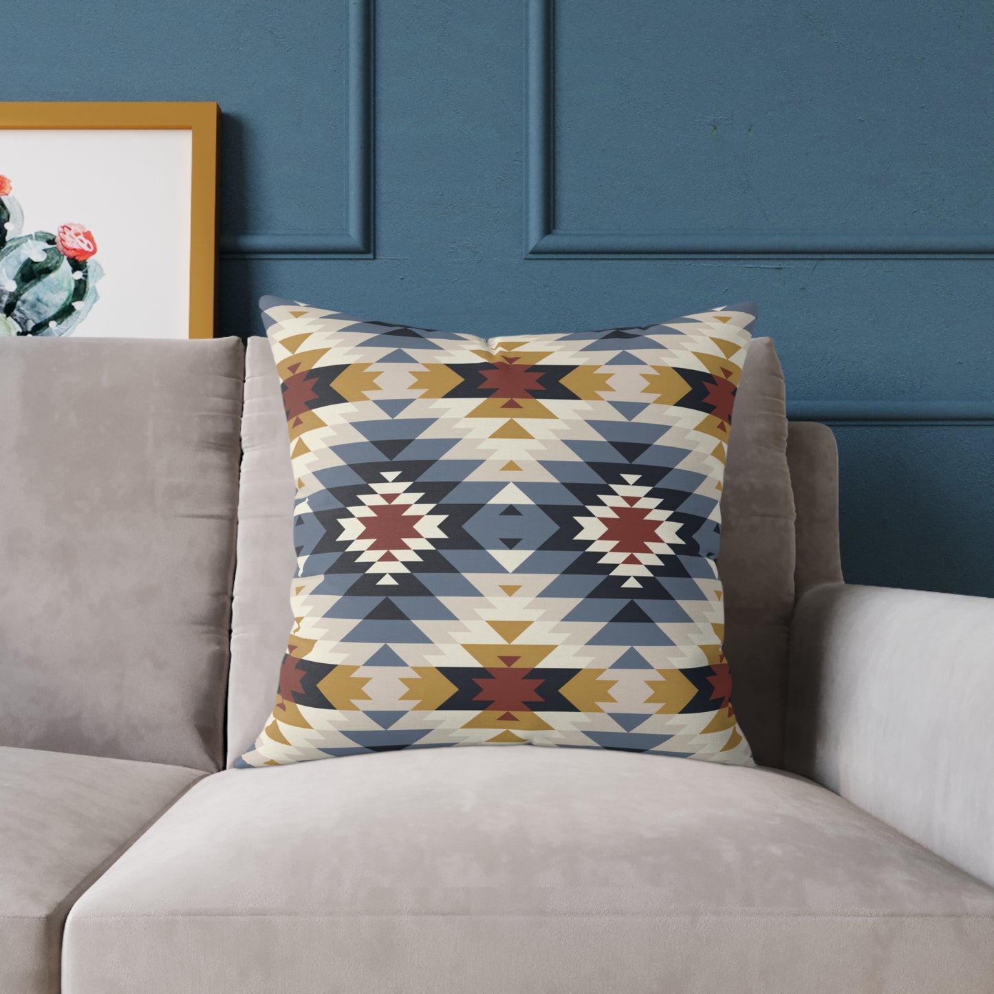 Southwestern Aztec Geometric Square Pillow | Canvas Pillow