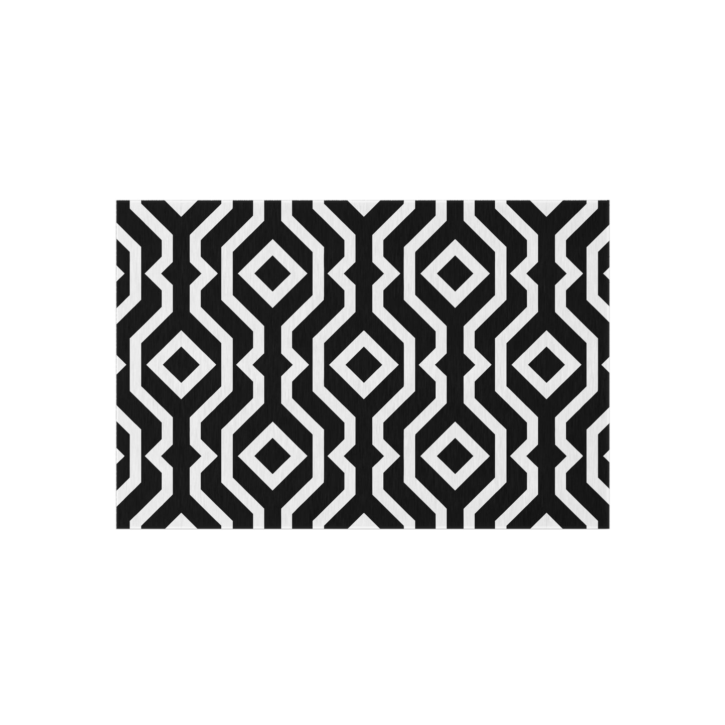 Geometric Black White Pattern Outdoor/Indoor Rug | Modern Patio Mat
