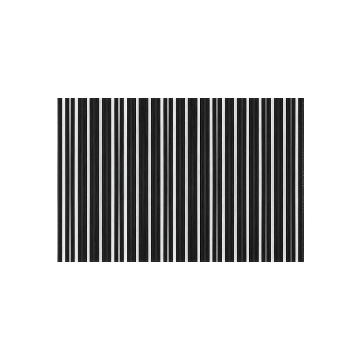 Black White Stripe Indoor/Outdoor Rug | Modern Patio Mat, Reversible Striped Floor Rug