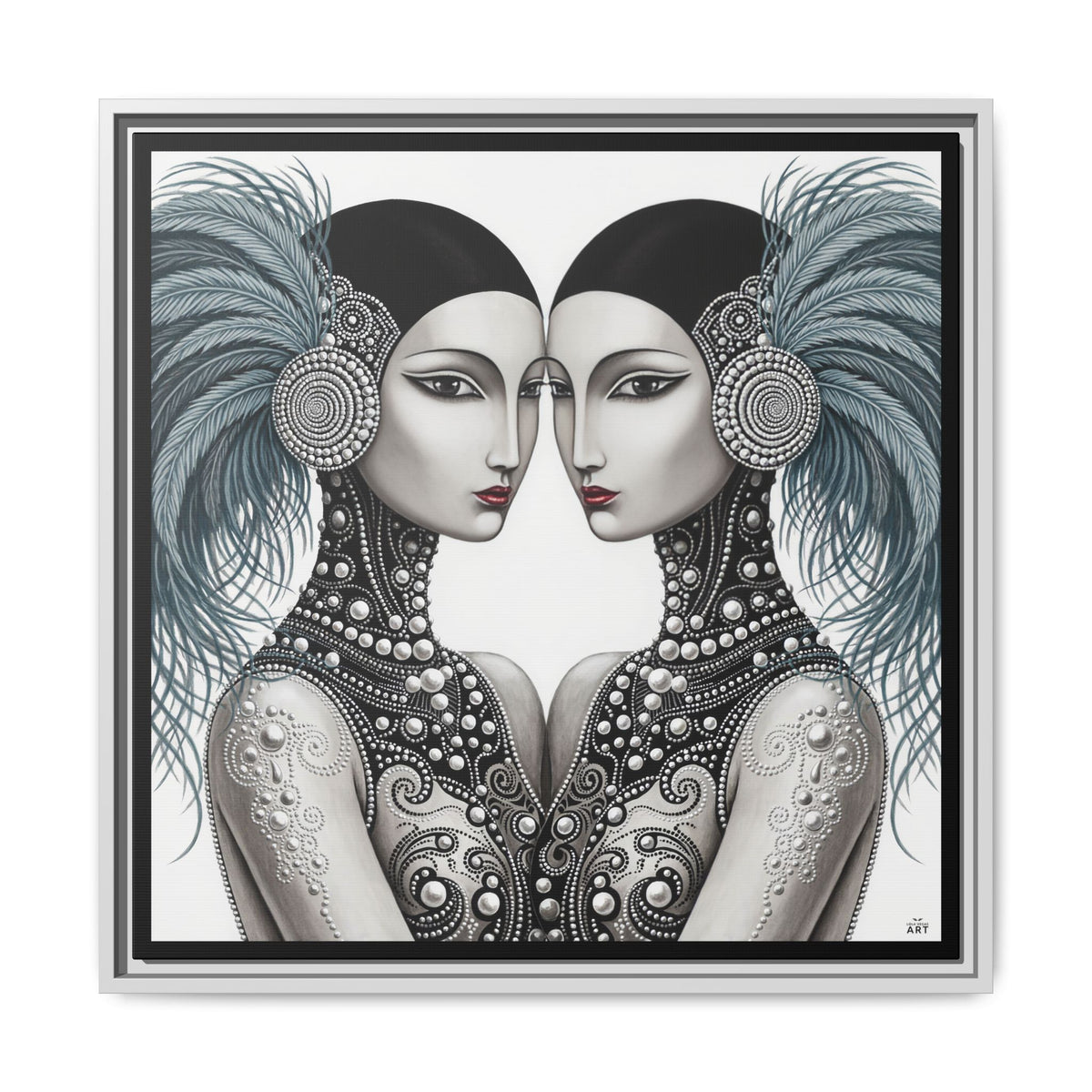 Art Deco Flapper Twins Matte Canvas Framed | Vintage Glam Portrait