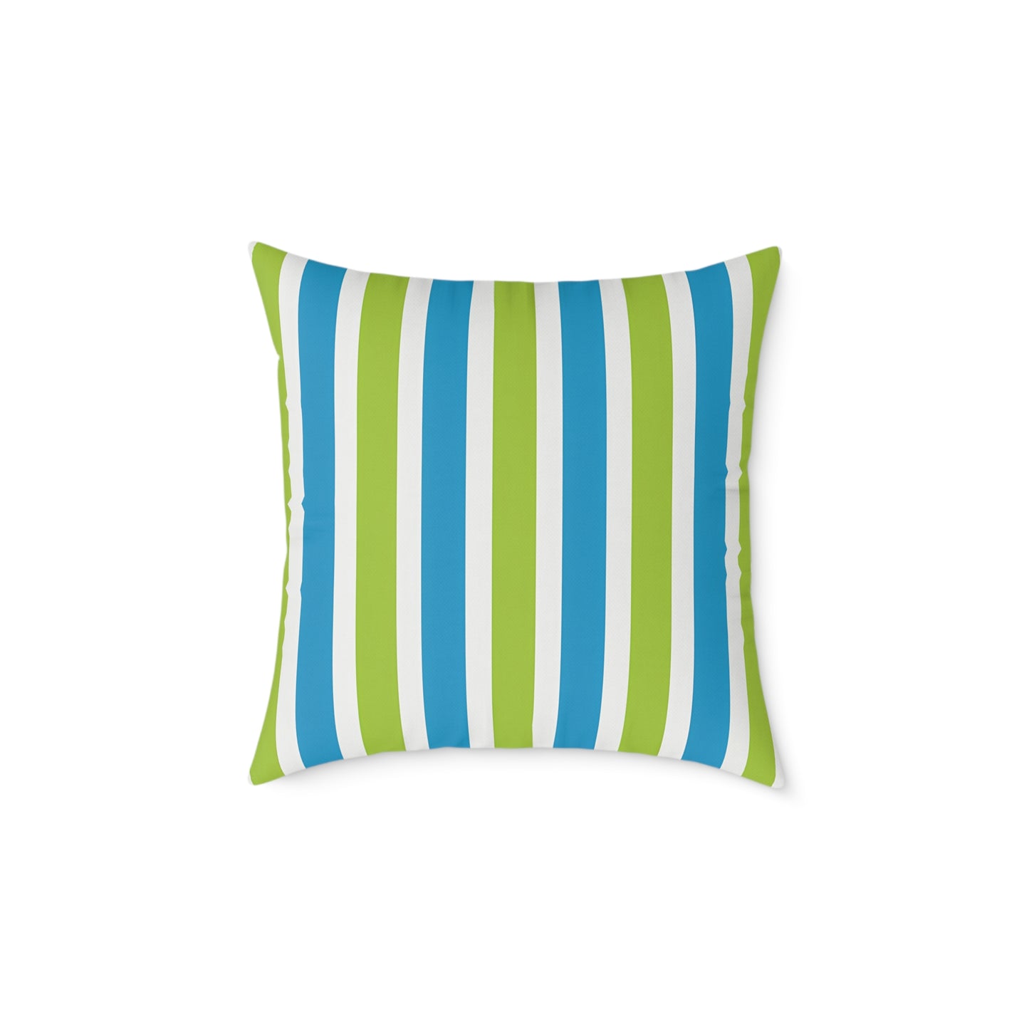 Blue Green Striped Square Pillow | Poly Canvas Throw Cushion