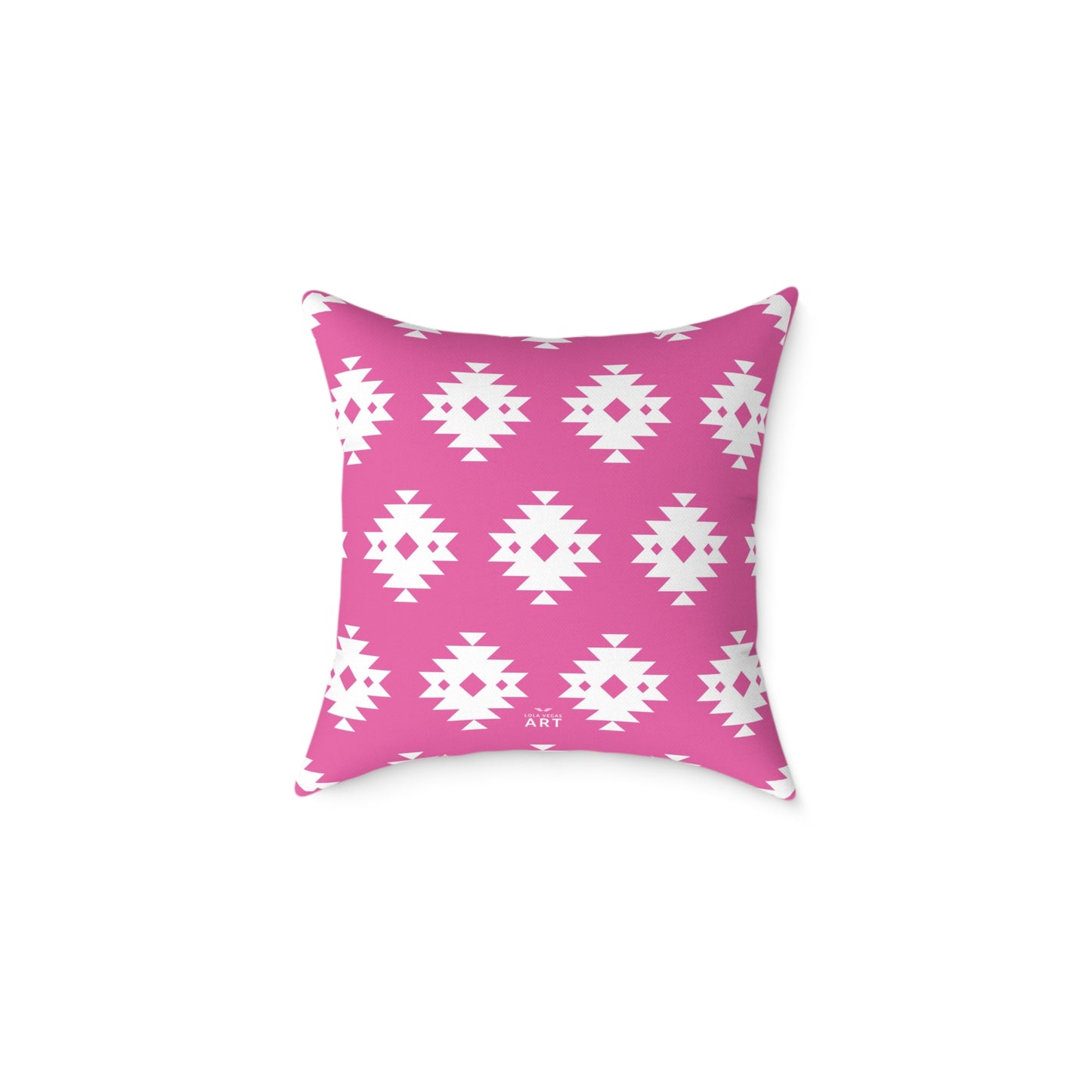 Pink White Boho Aztec Diamond Pattern Pillow | Square Throw Pillow