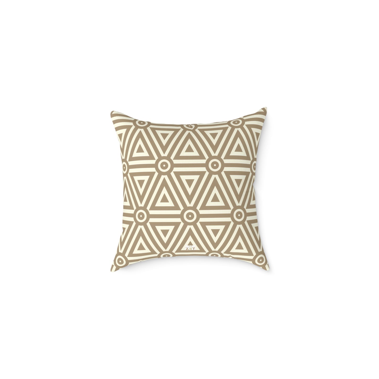 Geometric Triangle Pattern Square Pillow | Neutral Beige Canvas Pillow, Cozy Home Decor, Modern Throw Pillow, Boho Style, Gifts for Her