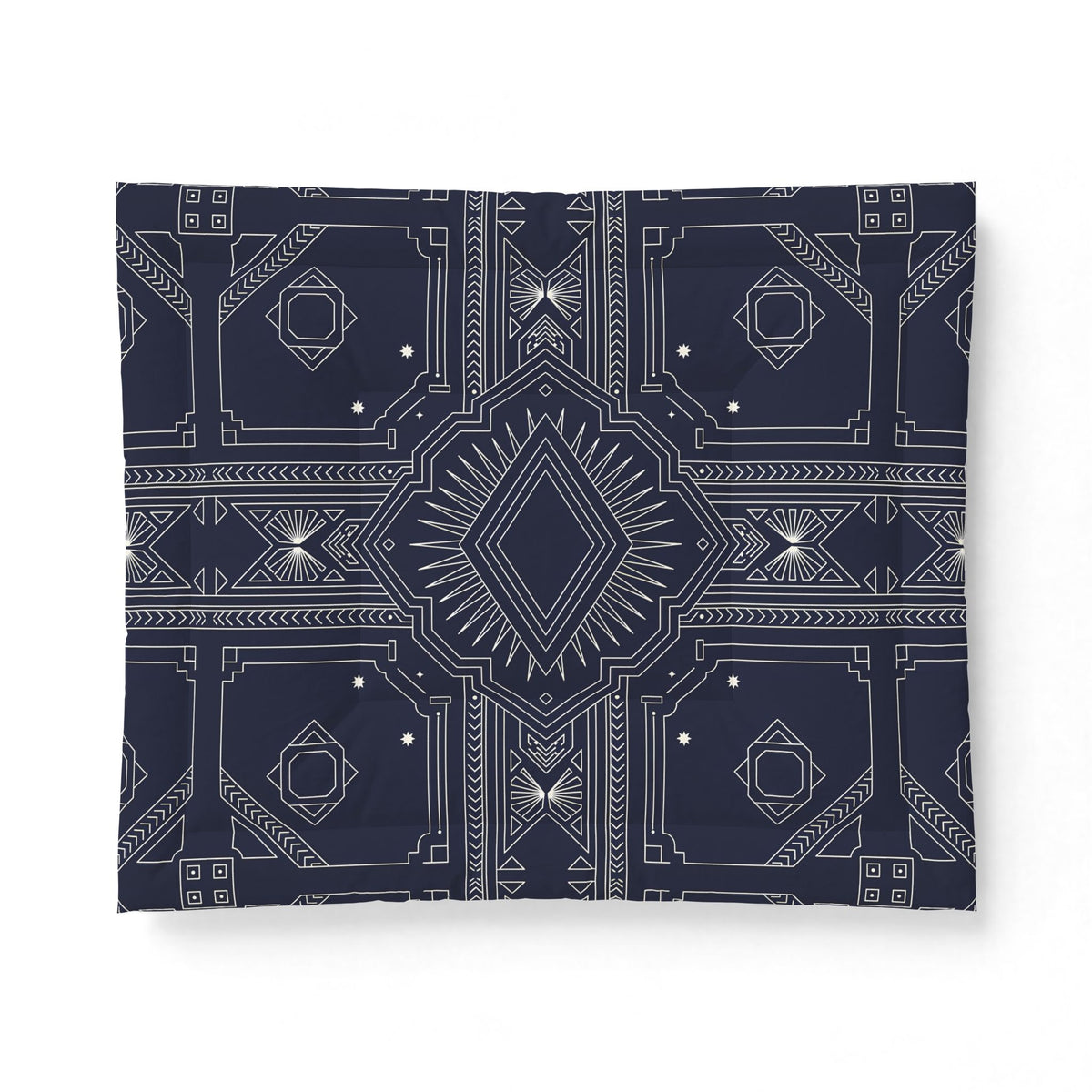 Geometric Navajo Pattern Cotton Comforter | Navy Tribal Diamond Design