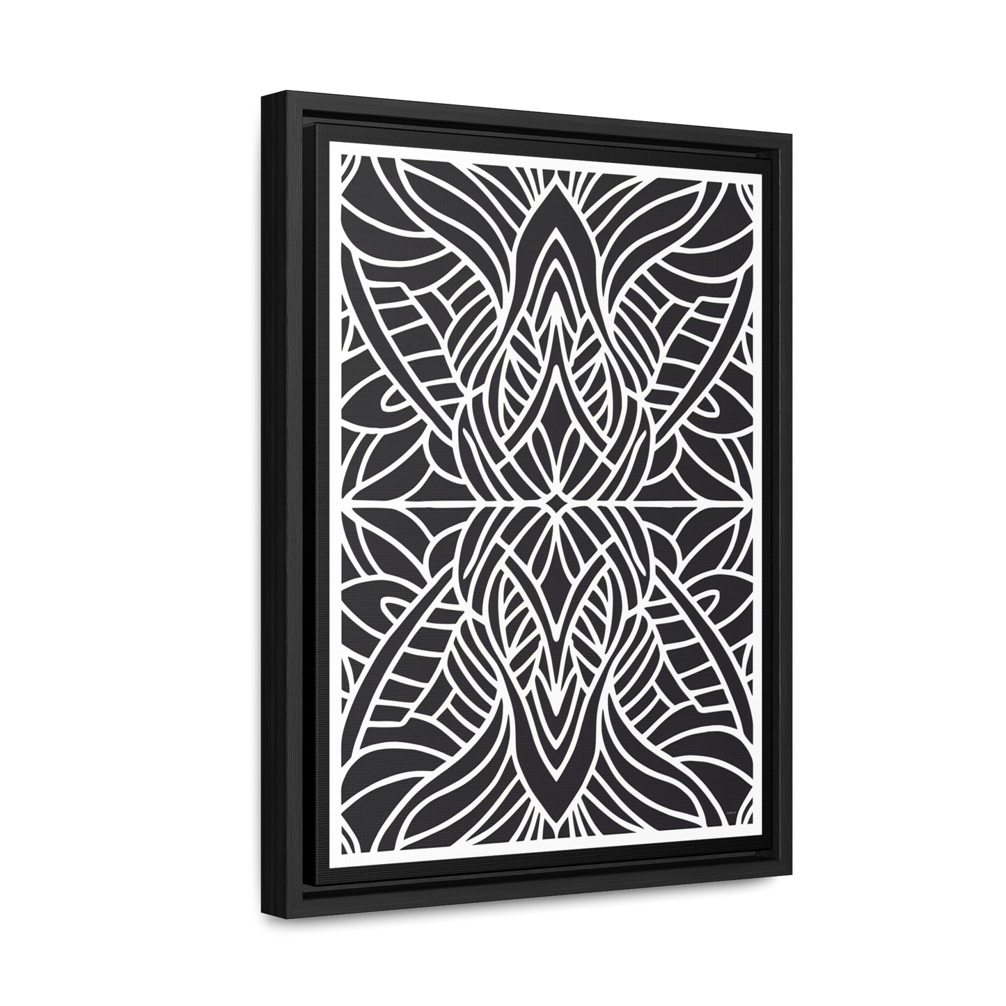 Canvas Wall Art, Black and White Tribal Design Vertical Frame - Ethnic and Dramatic, Gallery Prints, Wall Decor, Home Decoration, Living