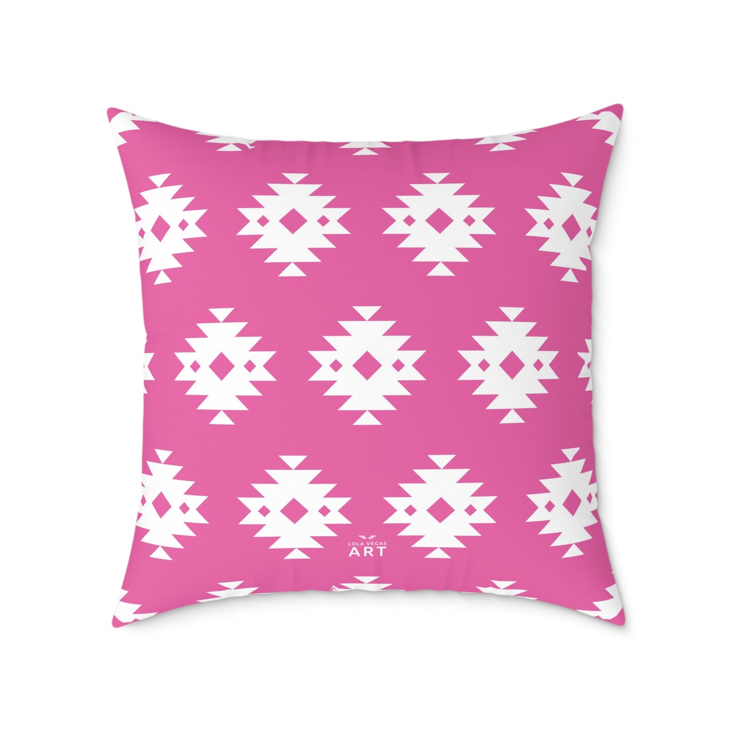 Pink White Boho Aztec Diamond Pattern Pillow | Square Throw Pillow