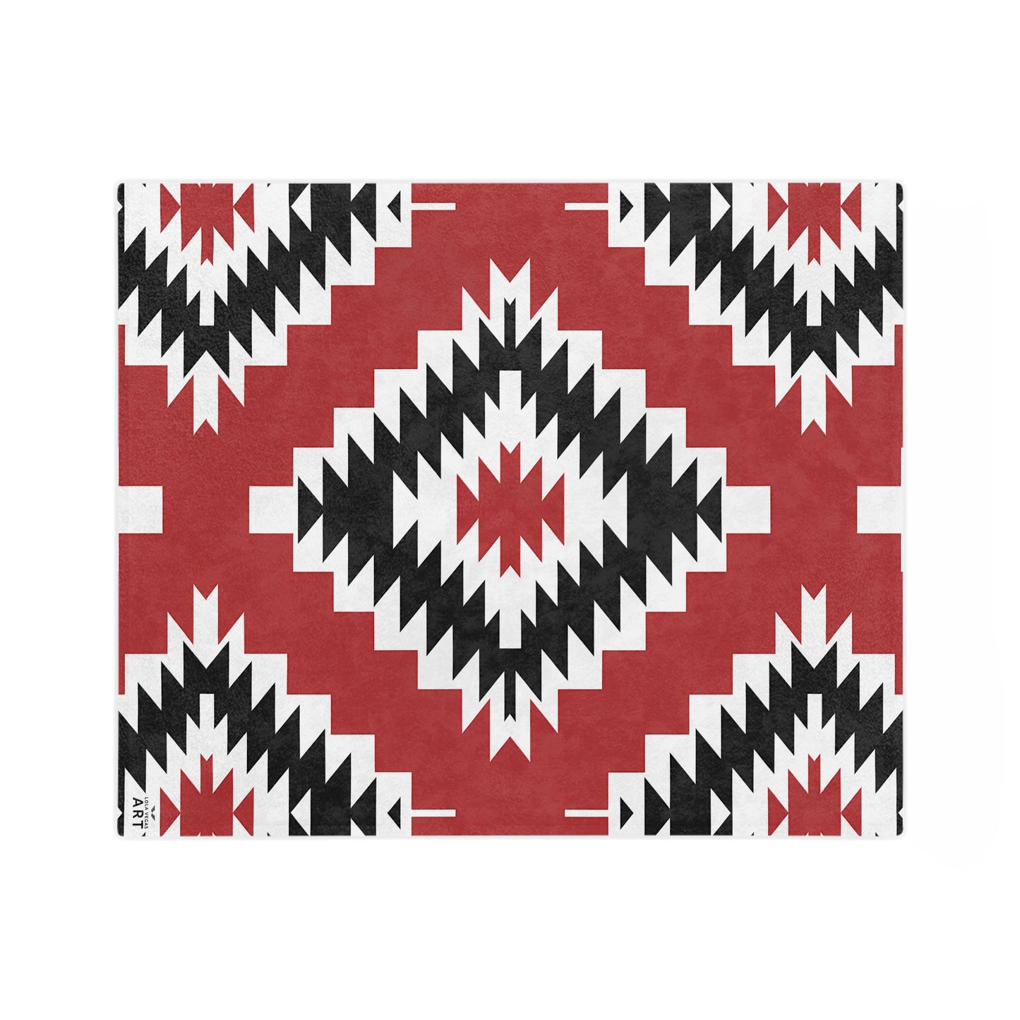 Southwest Diamond Aztec Velveteen Microfiber Blanket | Red Black Geometric