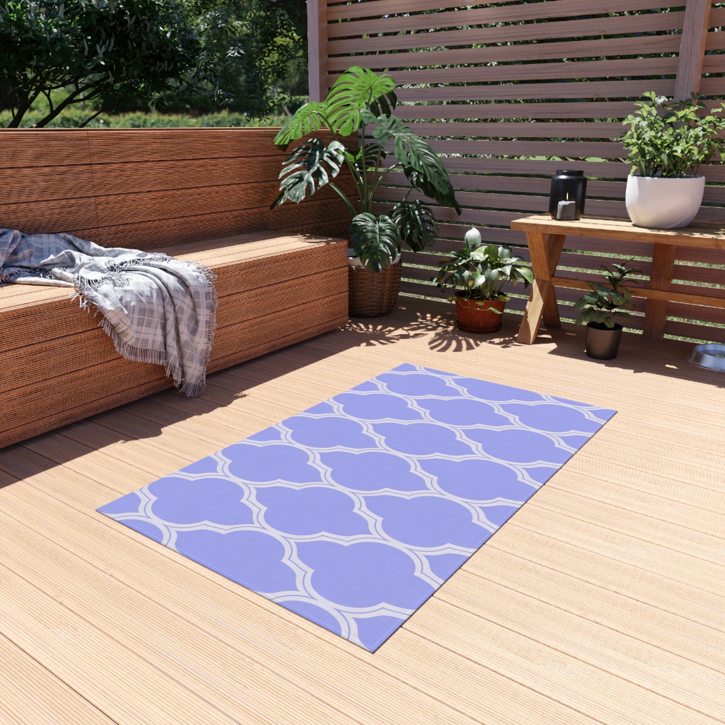 Lavender Moroccan Trellis Outdoor/Indoor Rug | Patio Mat