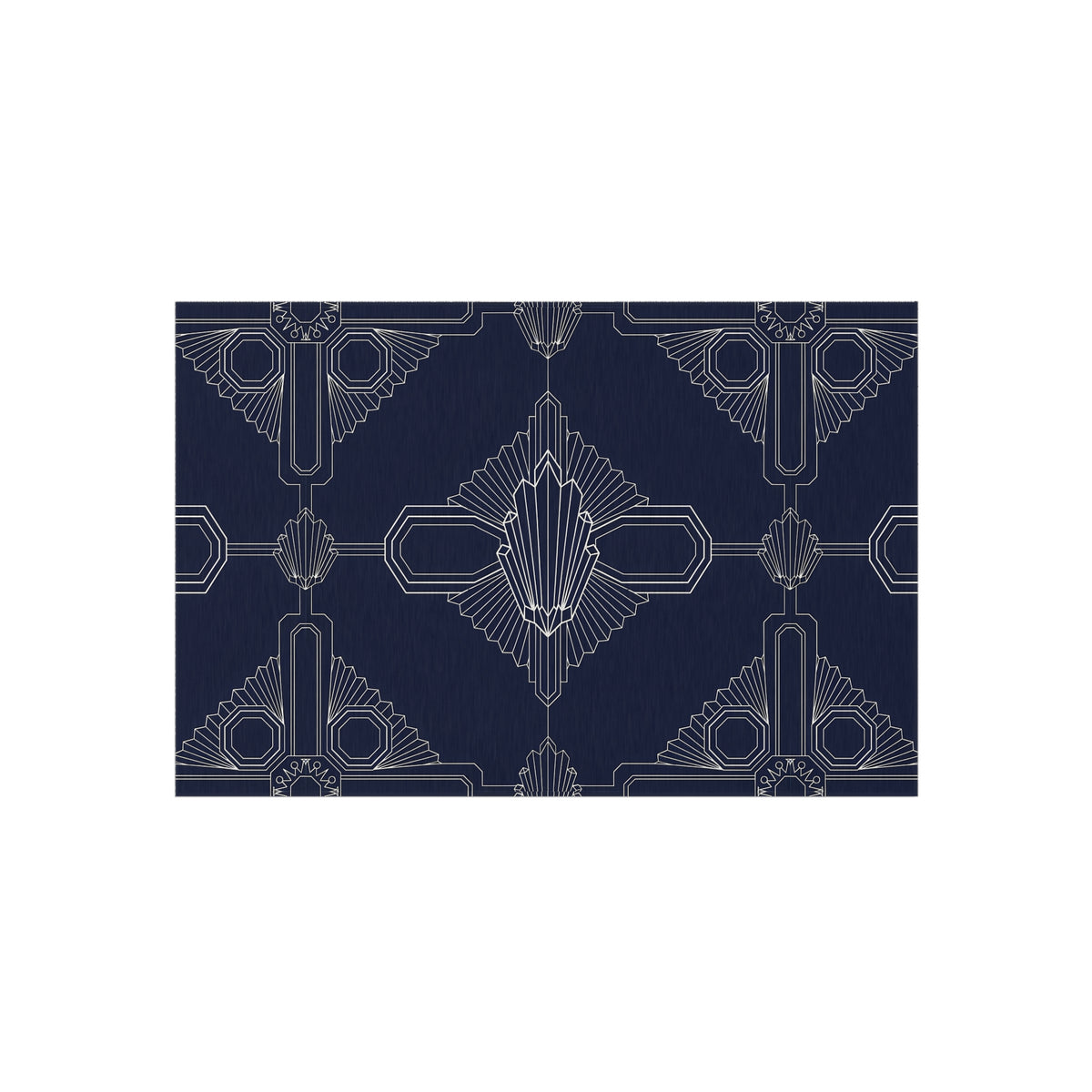 Art Deco Geometric Outdoor Rug | Navy Patterned Patio Mat