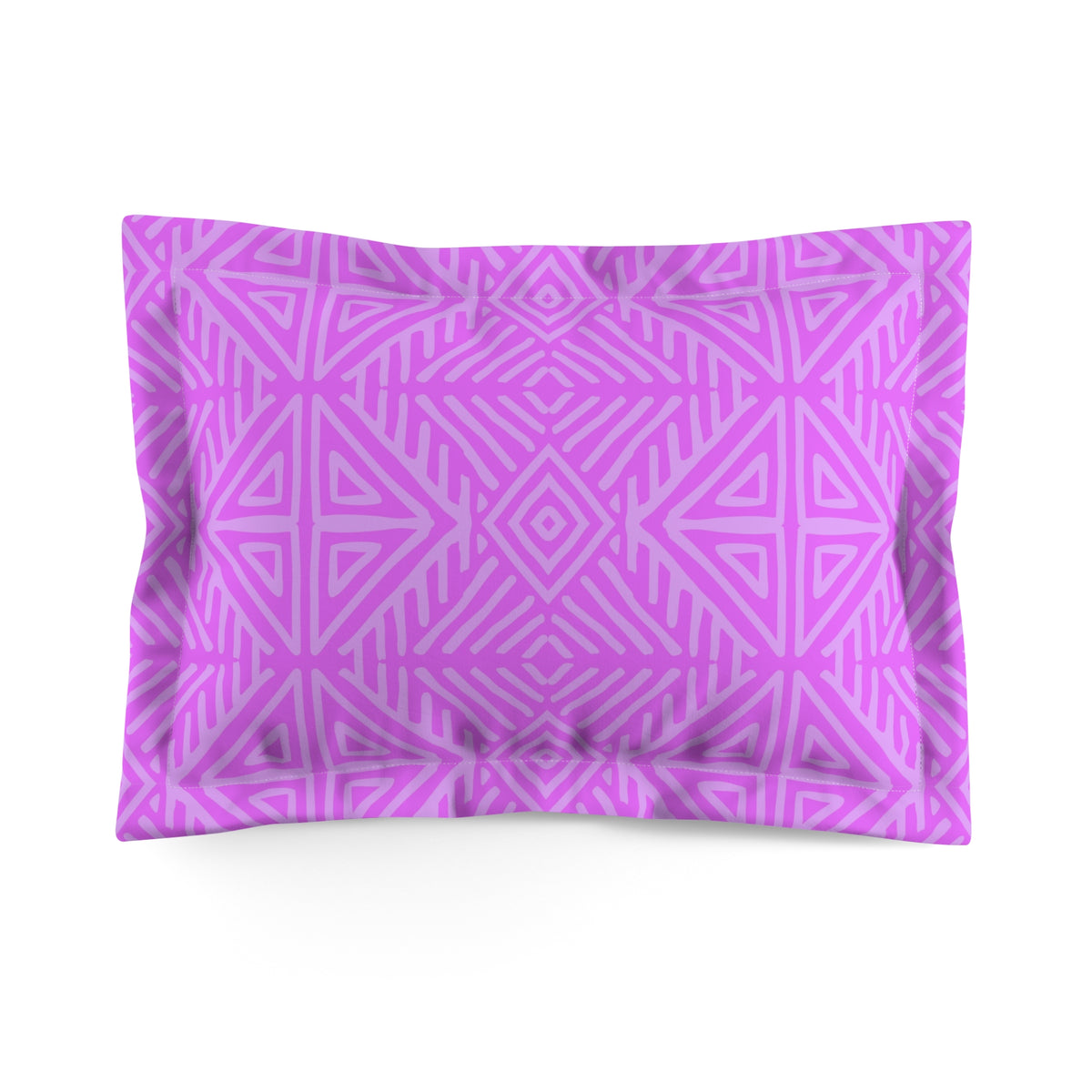 Geometric Tribal Pattern Microfiber Pillow Sham | Pink Purple Diamond Motif