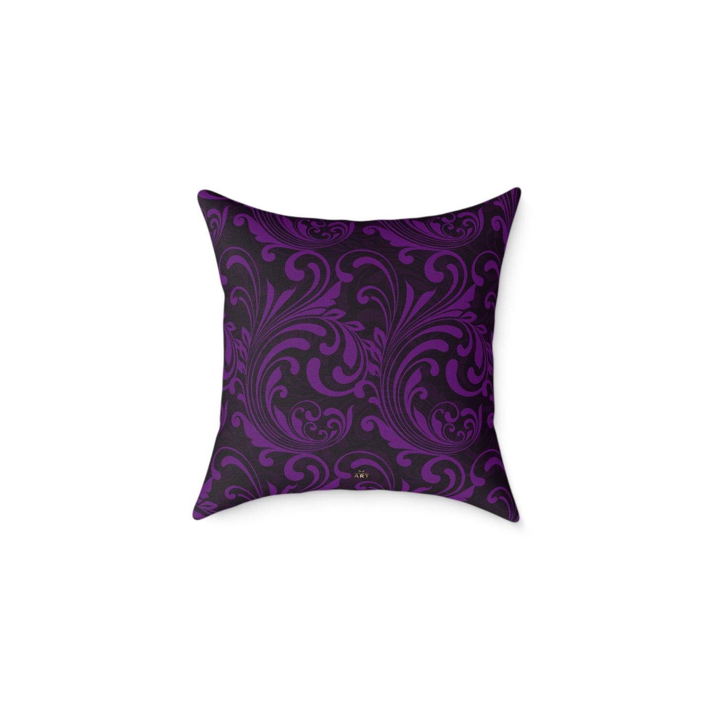 Purple Black Baroque Scroll Pillow | Square Throw Pillow, Dark Floral Damask