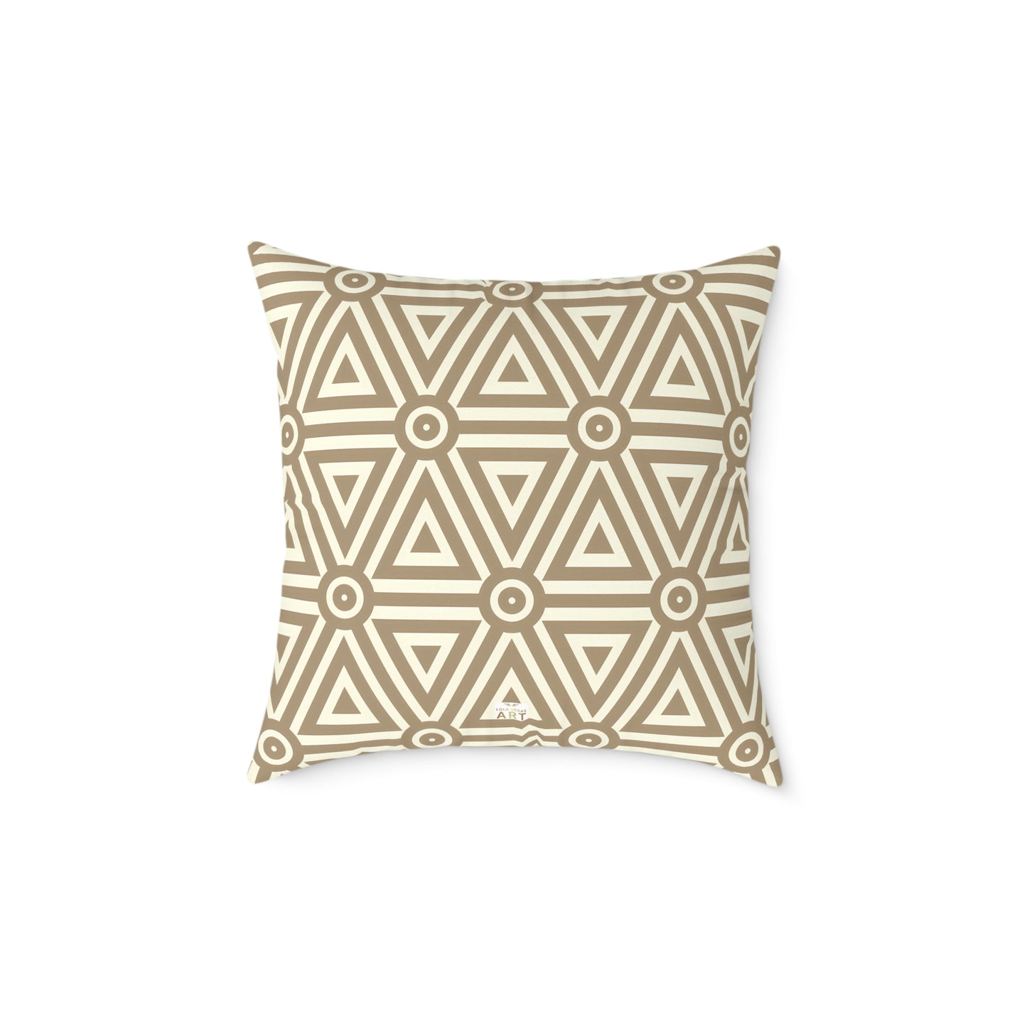 Geometric Triangle Pattern Square Pillow | Neutral Beige Canvas Pillow, Cozy Home Decor, Modern Throw Pillow, Boho Style, Gifts for Her