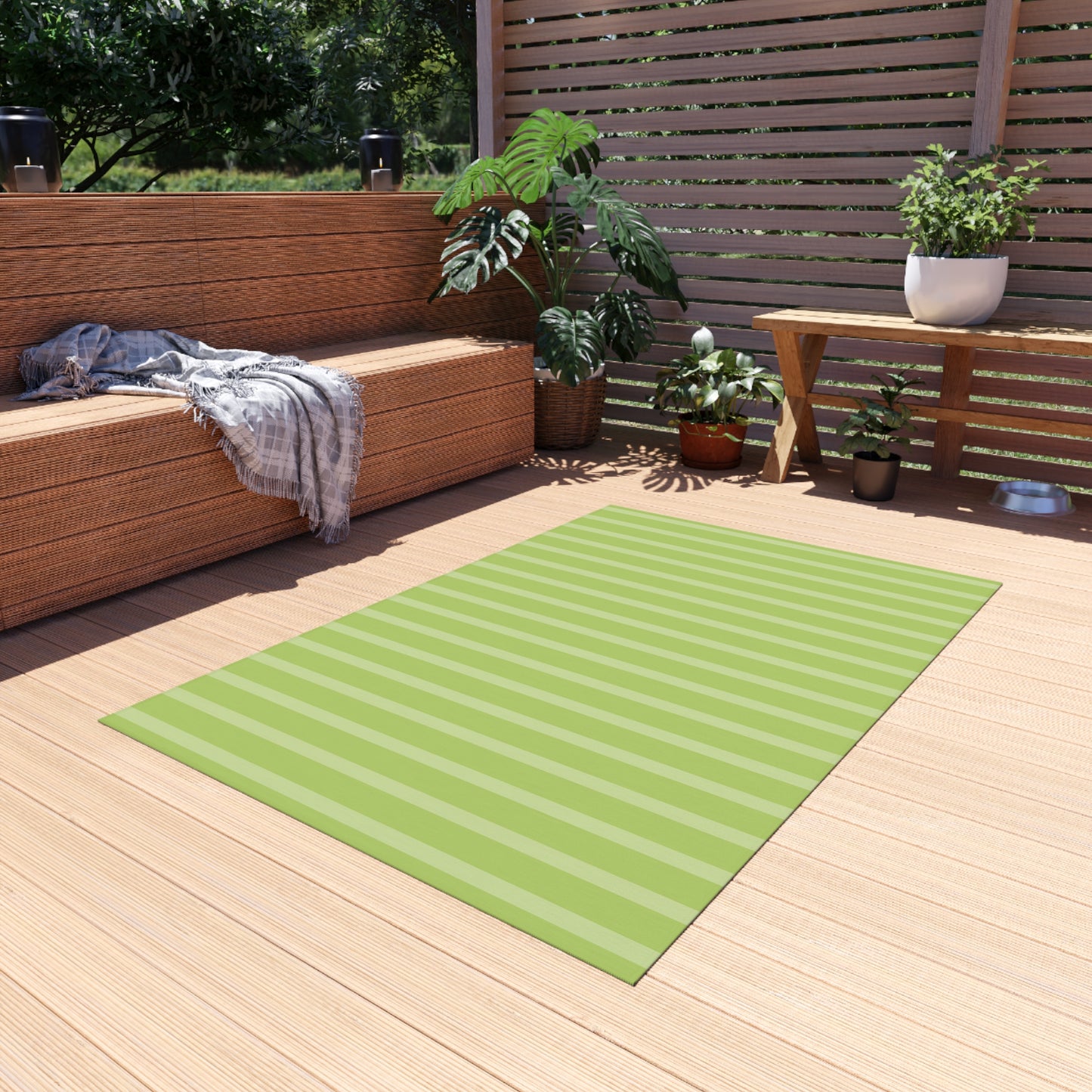 Lime Vertical Stripe Outdoor Rug | Patio Mat, Weatherproof Indoor-Outdoor Flooring