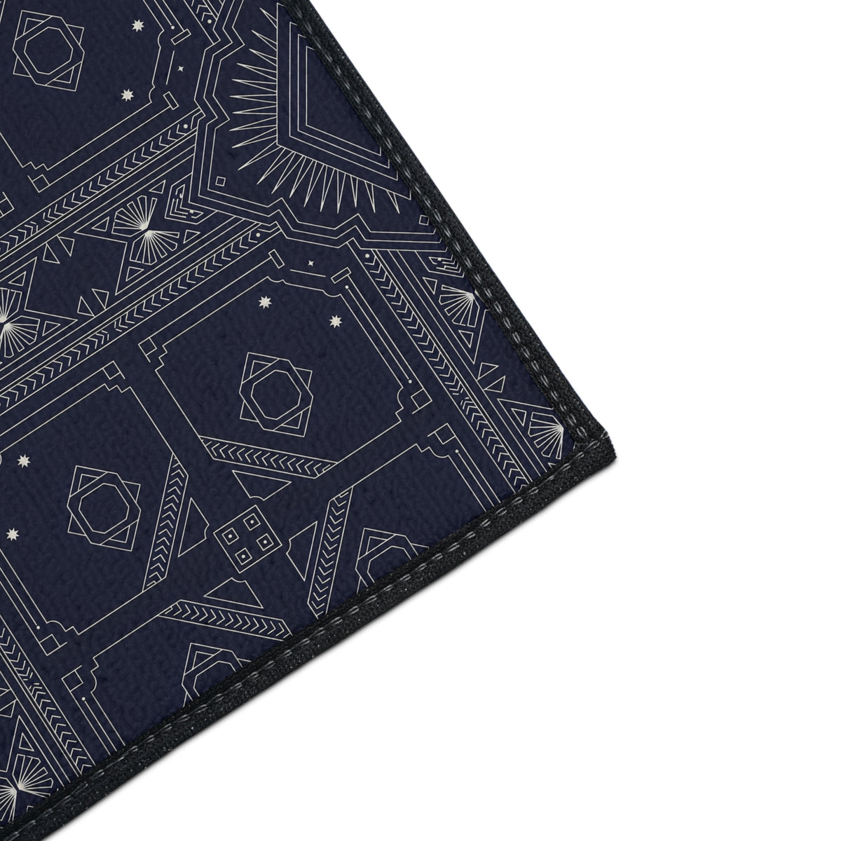 Navy White Geometric Indoor/Outdoor Floor Mat — Durable Non-Slip Rug