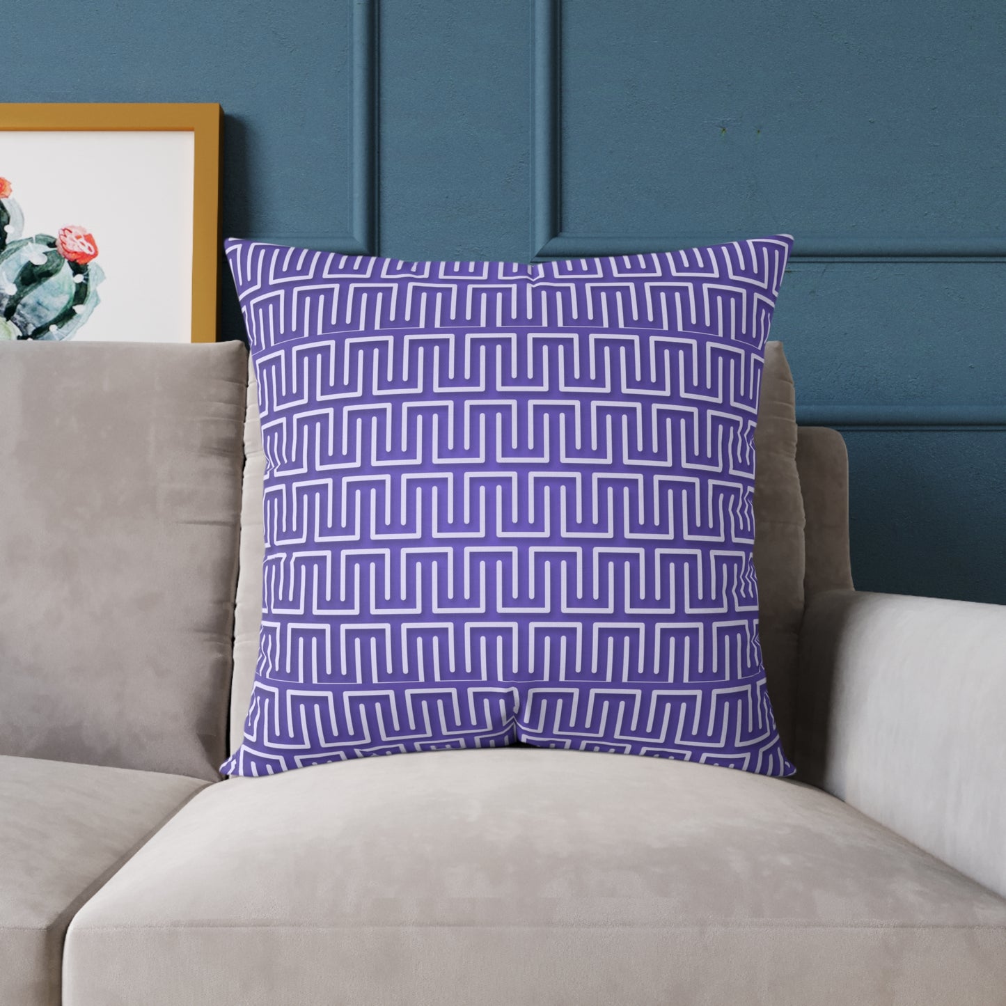 Geometric Maze Pattern Pillow | Purple Greek Key Throw Pillow
