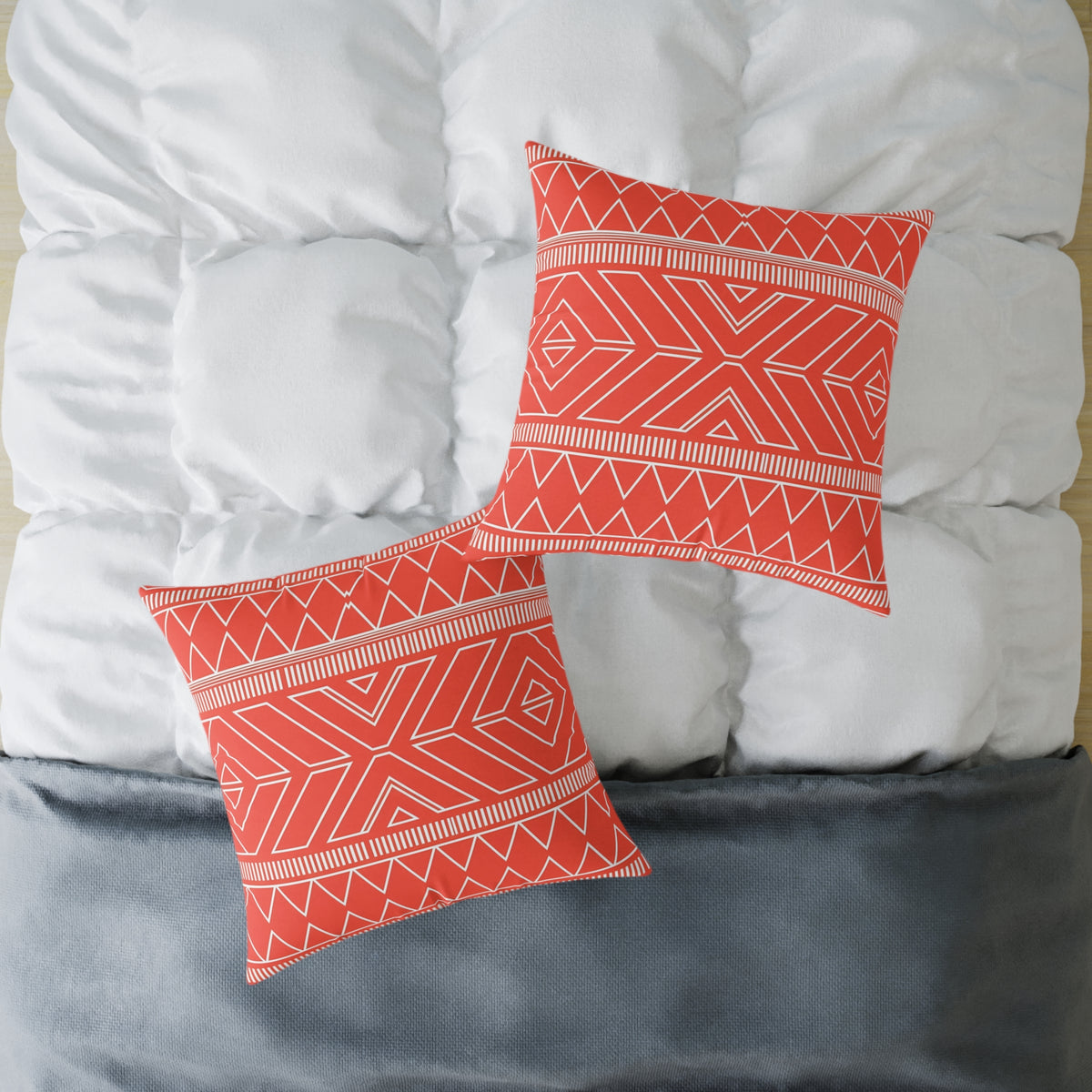 Tribal Geo Pattern Square Pillow | Orange Aztec Throw Pillow