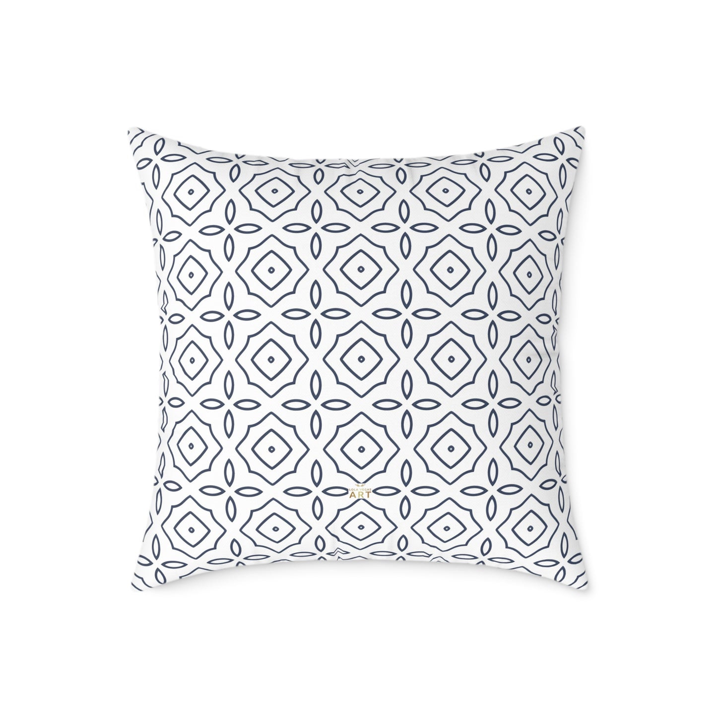 Geometric Tile Pattern Square Pillow | Blue White Moroccan Motif, Decorative Cushion, Home Decor Accent, Gift for Housewarming, Sofa Decor