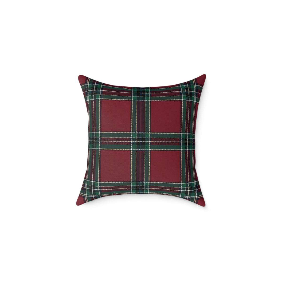 Red Green Purple White Beige Tartan Plaid Square Pillow | Holiday Cabin Decor