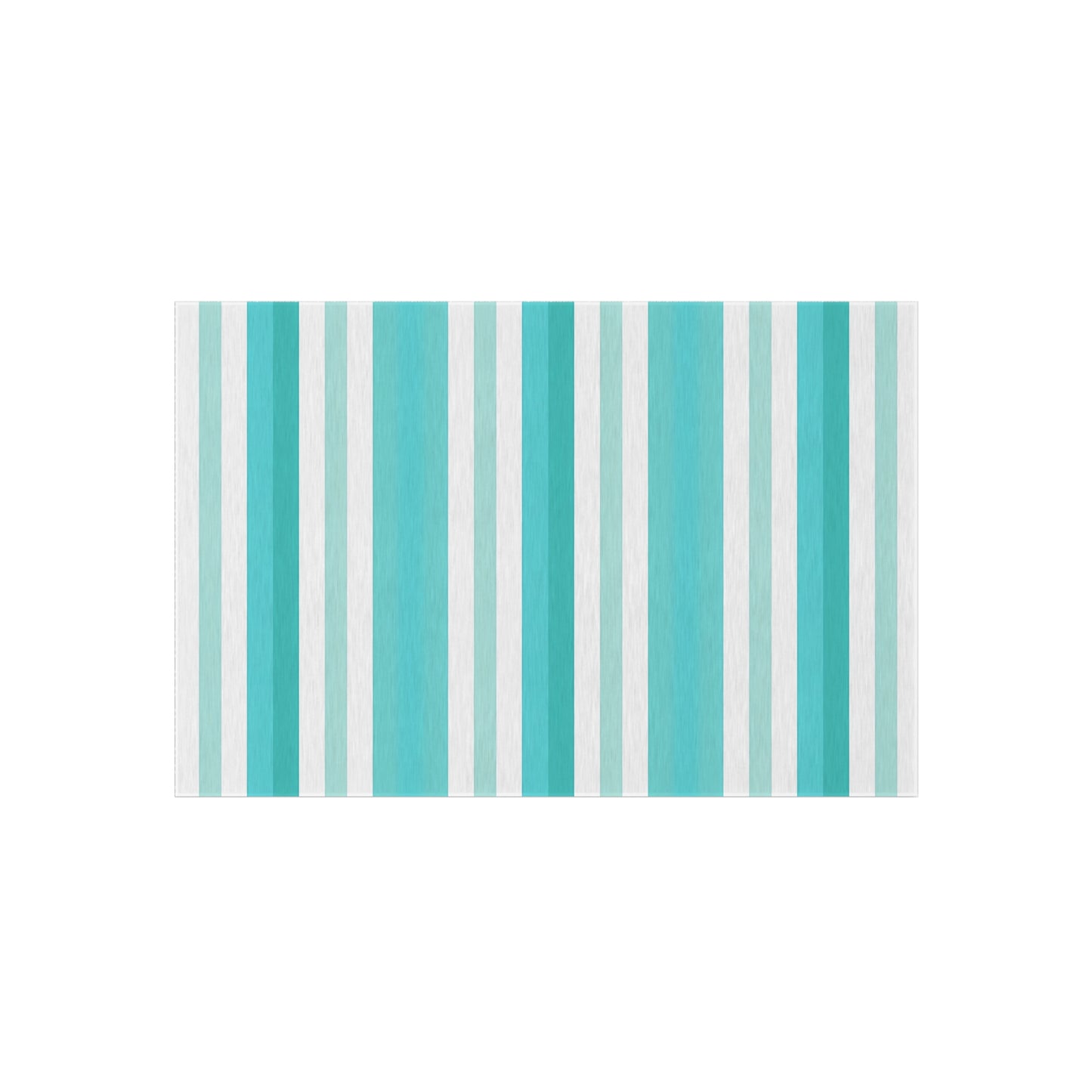 Teal Stripe Outdoor/Indoor Rug | Blue White Striped Patio Mat