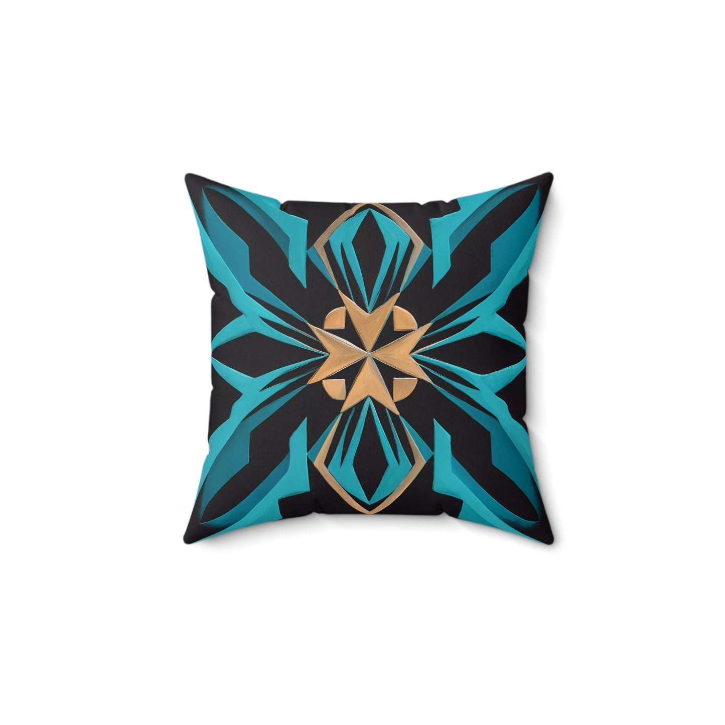 Art Deco Square Pillow, Turquoise Black Gold Retro Glam Hollywood Regency Home Decor, Throw Cushion Cover, Decorative Accent, Unique Gift