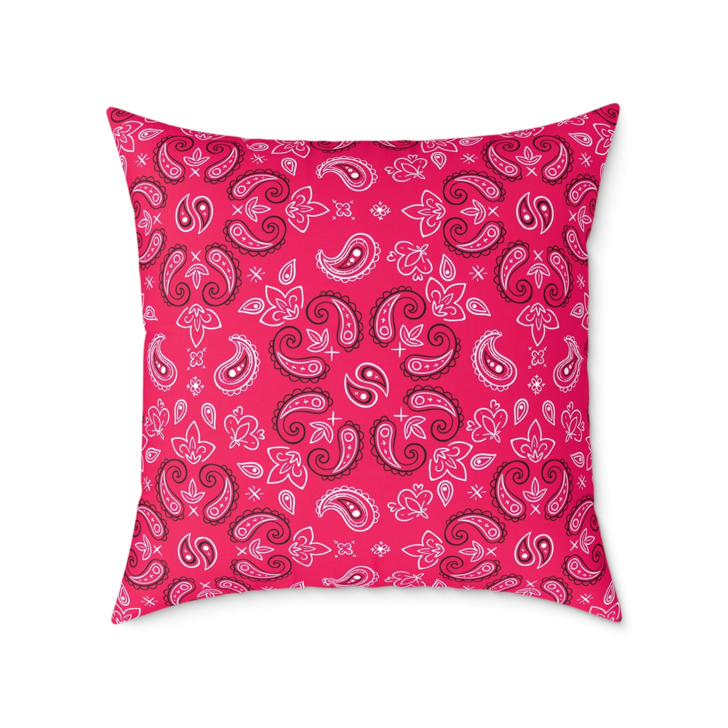 Red-Rose Paisley Pattern Pillow | Square Throw Pillow