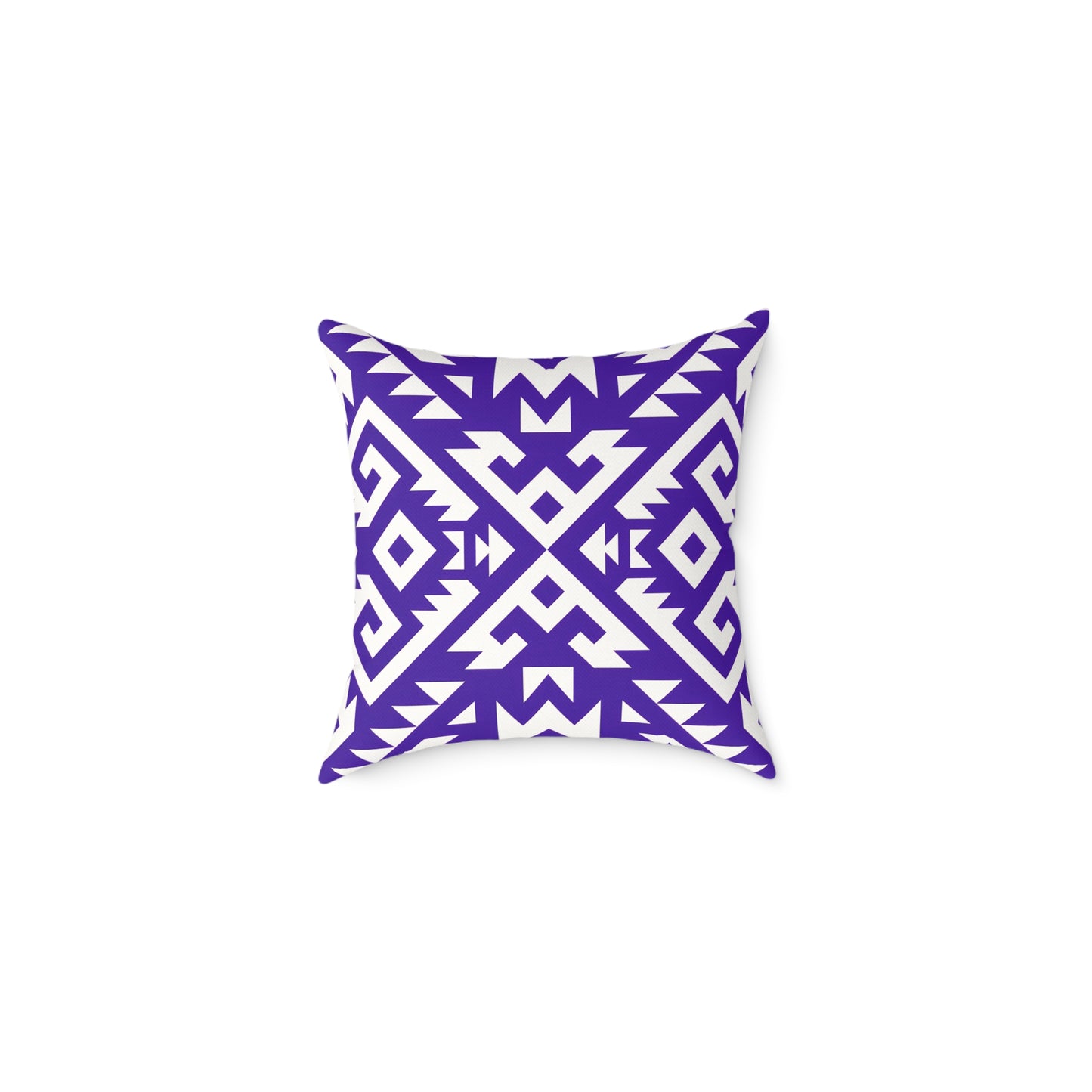 Geometric Boho Aztec Pattern Square Pillow | Purple White Tribal Throw Pillow