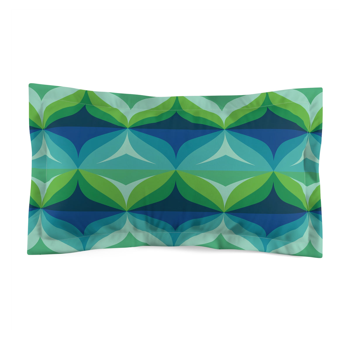 Green Teal Geometric Retro Pattern Pillow Sham | Mid Century Modern Home Decor