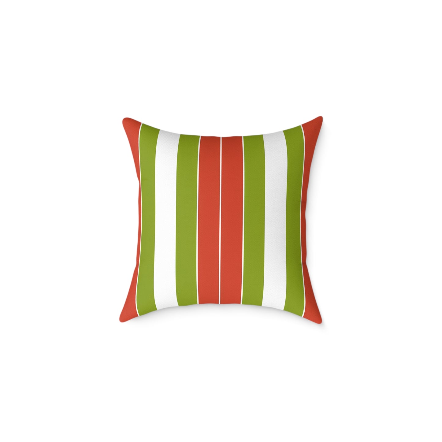 Orange White Green Stripe Pillow | Square Poly Canvas Pillow