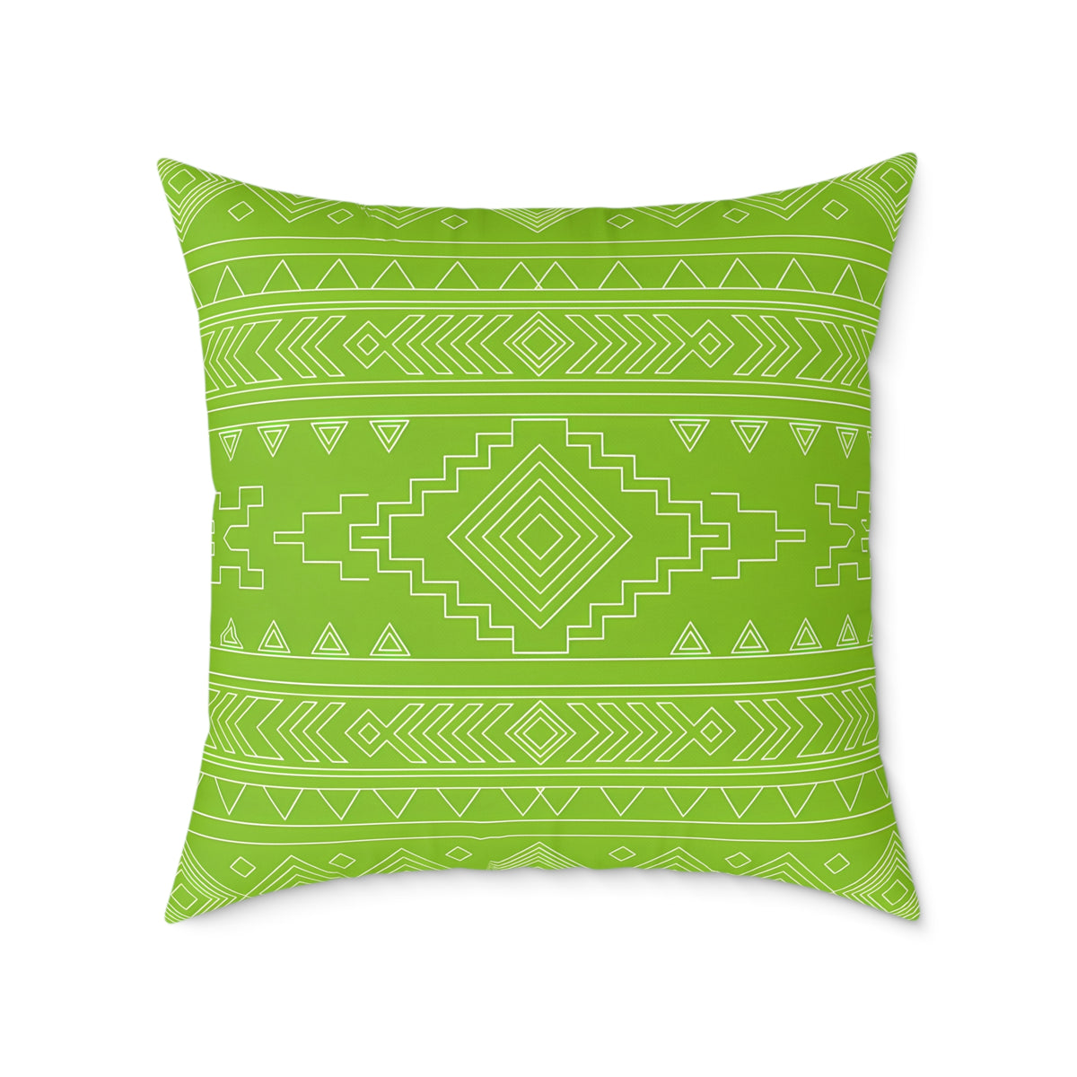 Lime Aztec Pattern Square Pillow | Poly Canvas Pillow