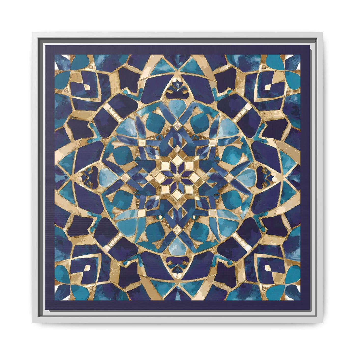 Framed Blue Moroccan Mosaic Wall Art — Matte Canvas Print