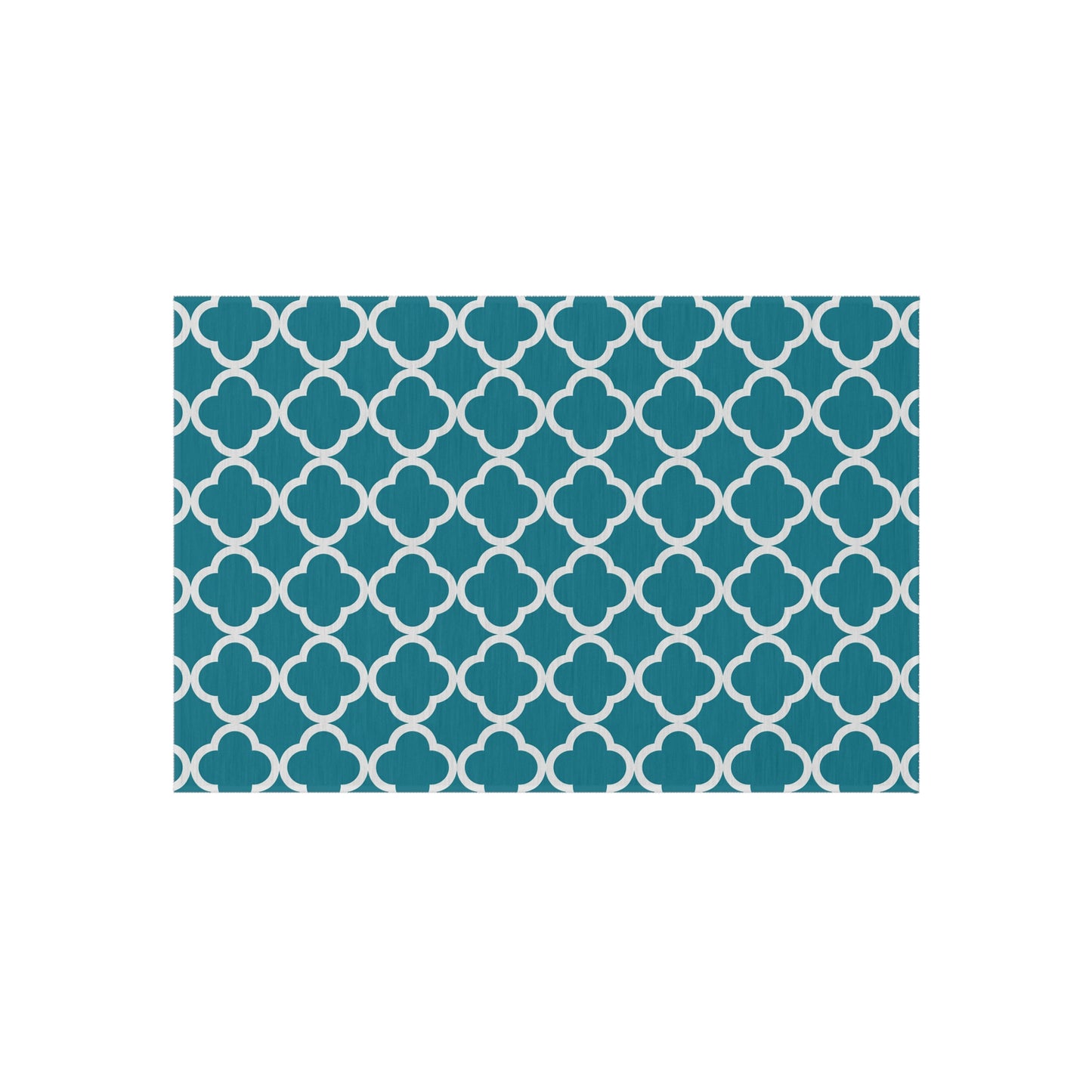 Teal Quatrefoil Outdoor/Indoor Rug | Patterned Patio Mat