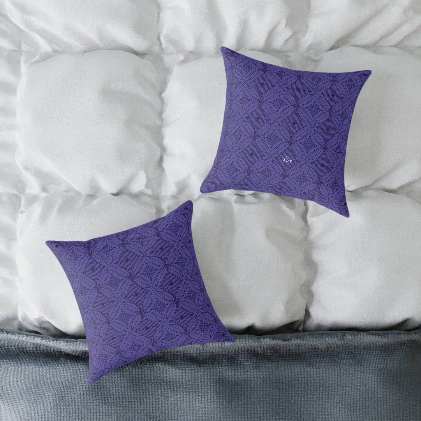 Geometric Mosaic Pattern Square Poly Canvas Pillow | Purple Tile Design
