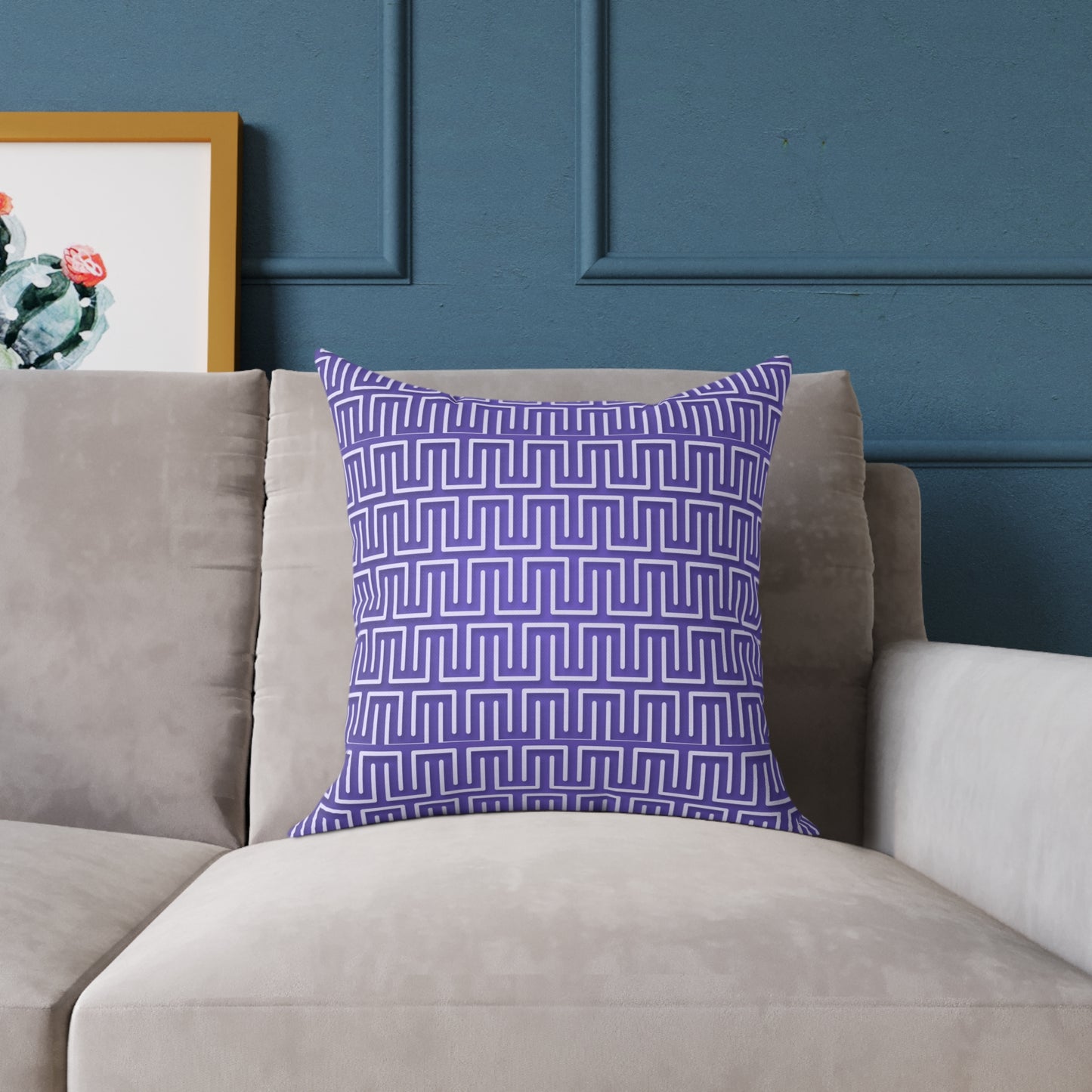 Geometric Maze Pattern Pillow | Purple Greek Key Throw Pillow