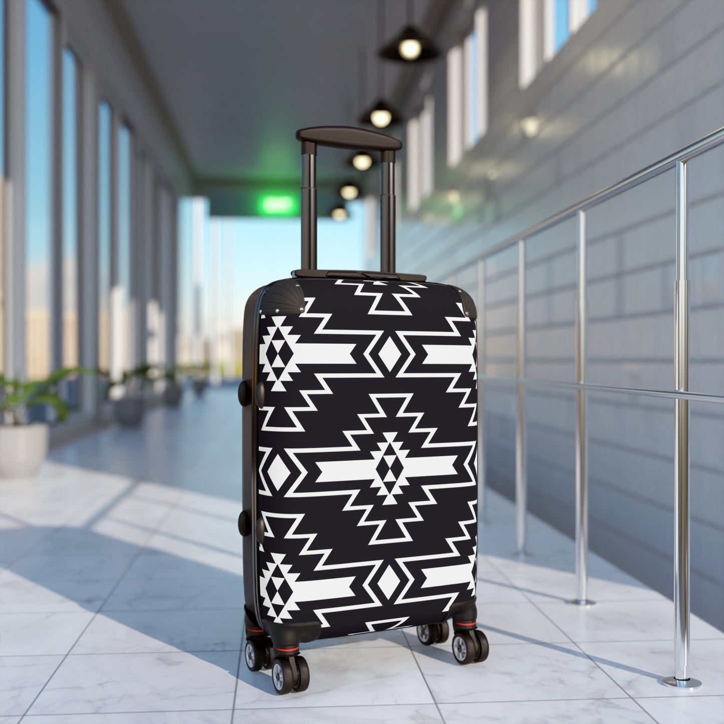 Stylish Suitcase with Tribal Black and White Design, Travel Luggage, Custom Carry-On, Unique Gift for Adventurers, Vacation Essentials,