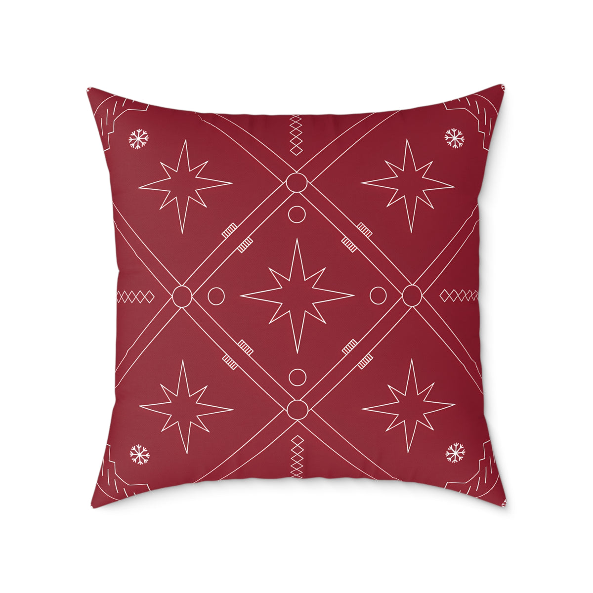 Starburst Geometric Pattern Pillow | Square Poly Canvas Christmas Holiday Pillow