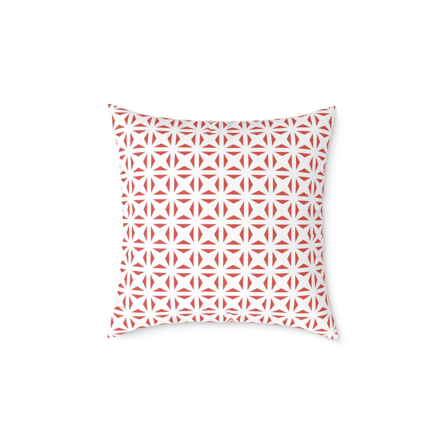 Geometric Starburst Pattern Square Pillow | Red White Canvas Throw Pillow, Modern Home Accent, Gift for Housewarming, Sofa Decor,