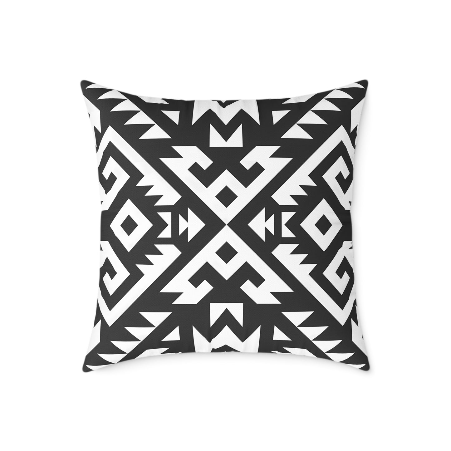 Black White Geometric Aztec Pattern Pillow | Square Pillow