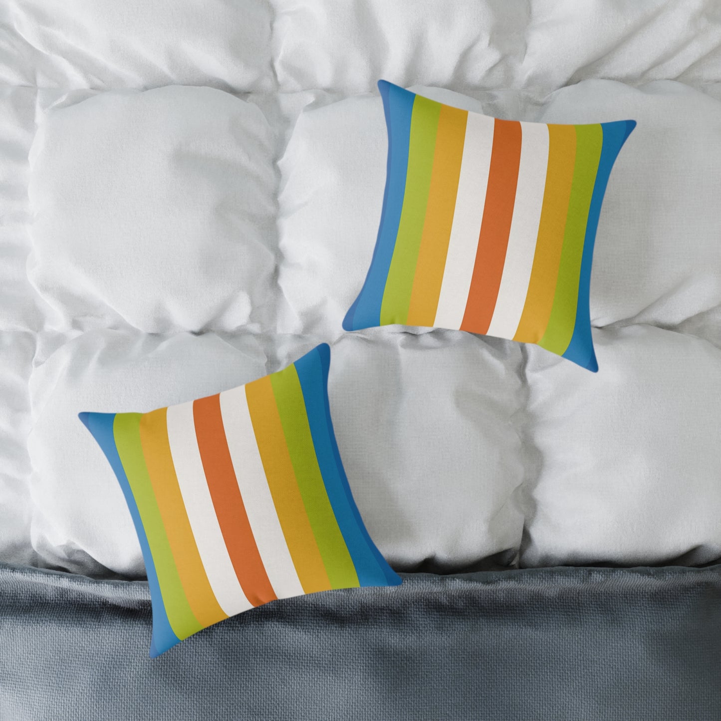 Retro Rainbow Stripes Pillow | Square Poly Canvas Pillow