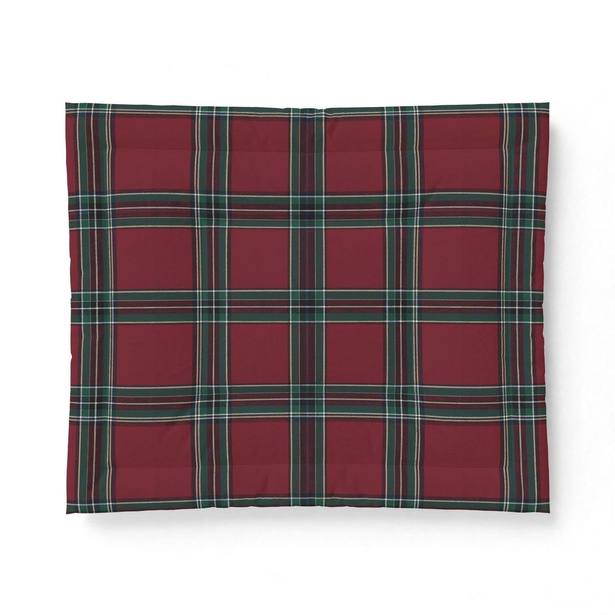 Red Green Tartan Plaid Cotton Comforter | Classic Scottish Check Bedding
