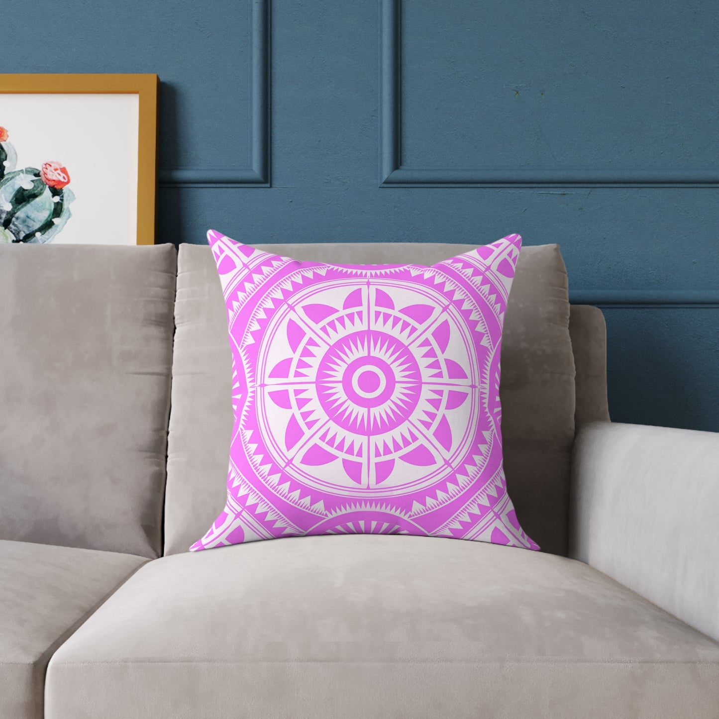 Bohemian Decorative Pink White Pillow, Cozy Home Accent, Mandala Throw Cushion, Gift for Her, Boho Chic Interior