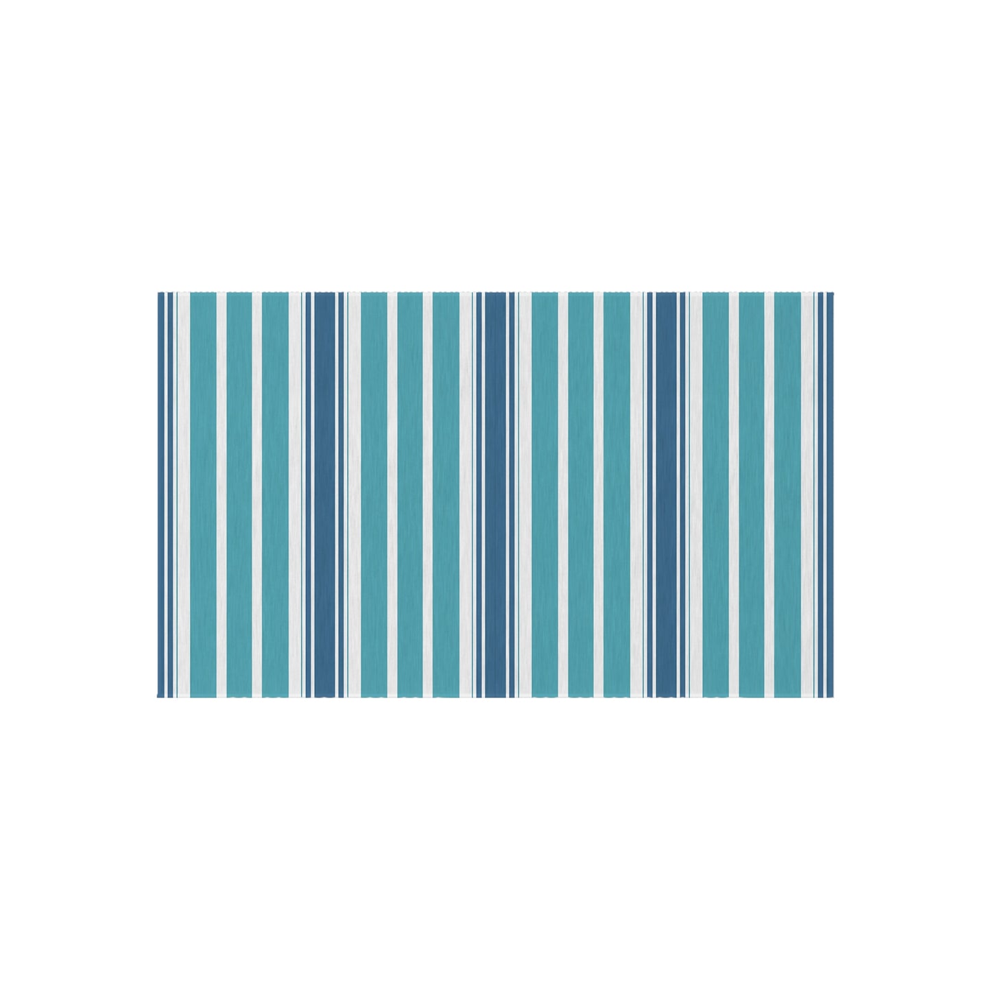 Blue Teal White Stripe Outdoor/Indoor Rug | Patio Deck Mat