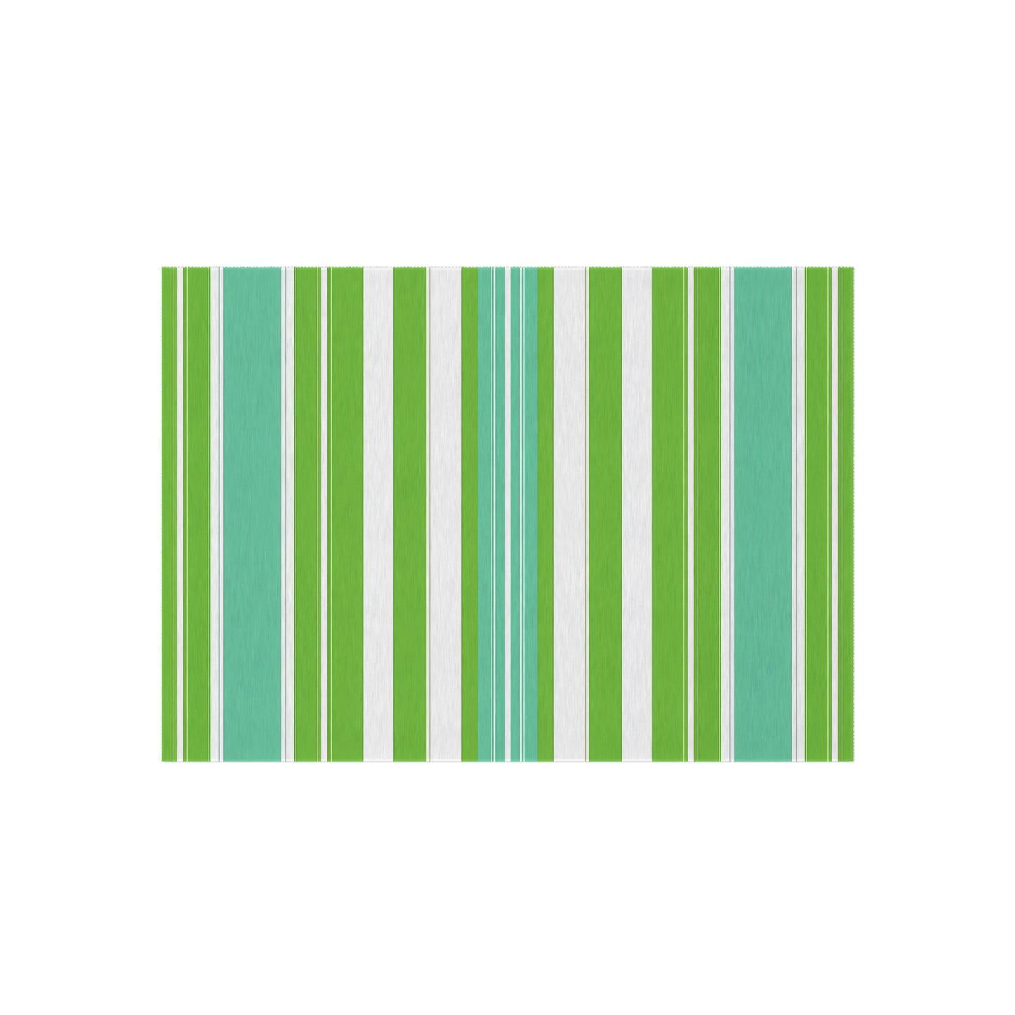Green Blue White Stripe Outdoor/Indoor Rug | Patio Mat, Weatherproof Area Rug