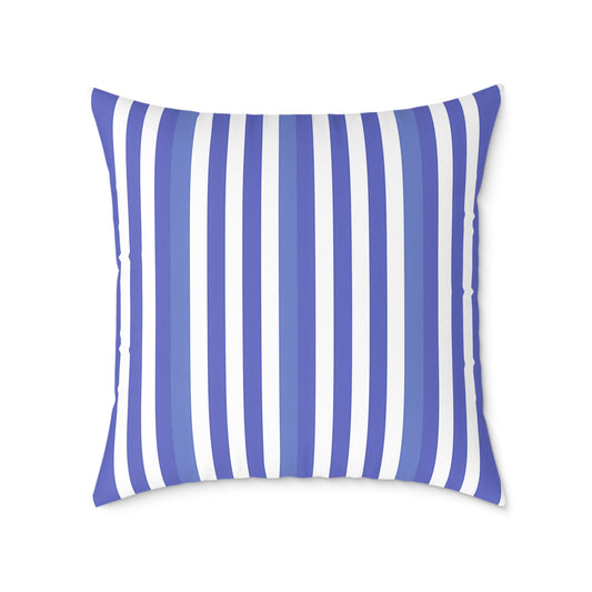 Periwinkle Purple White Vertical Stripe Pillow | Coastal Nautical Cushion