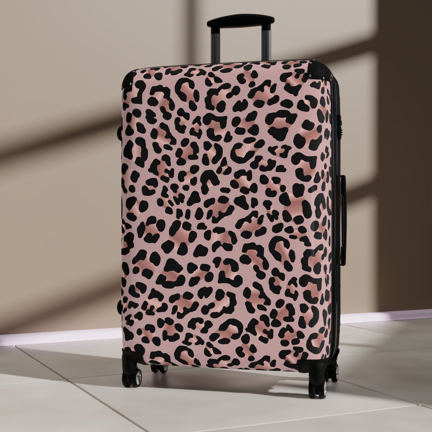 Suitcase, Luggage, Travel Bag, Suitcase for Women, Leopard Print Suitcase, Pink and Black Luggage, Glam Traveler Gift, Luxury Suitcase,