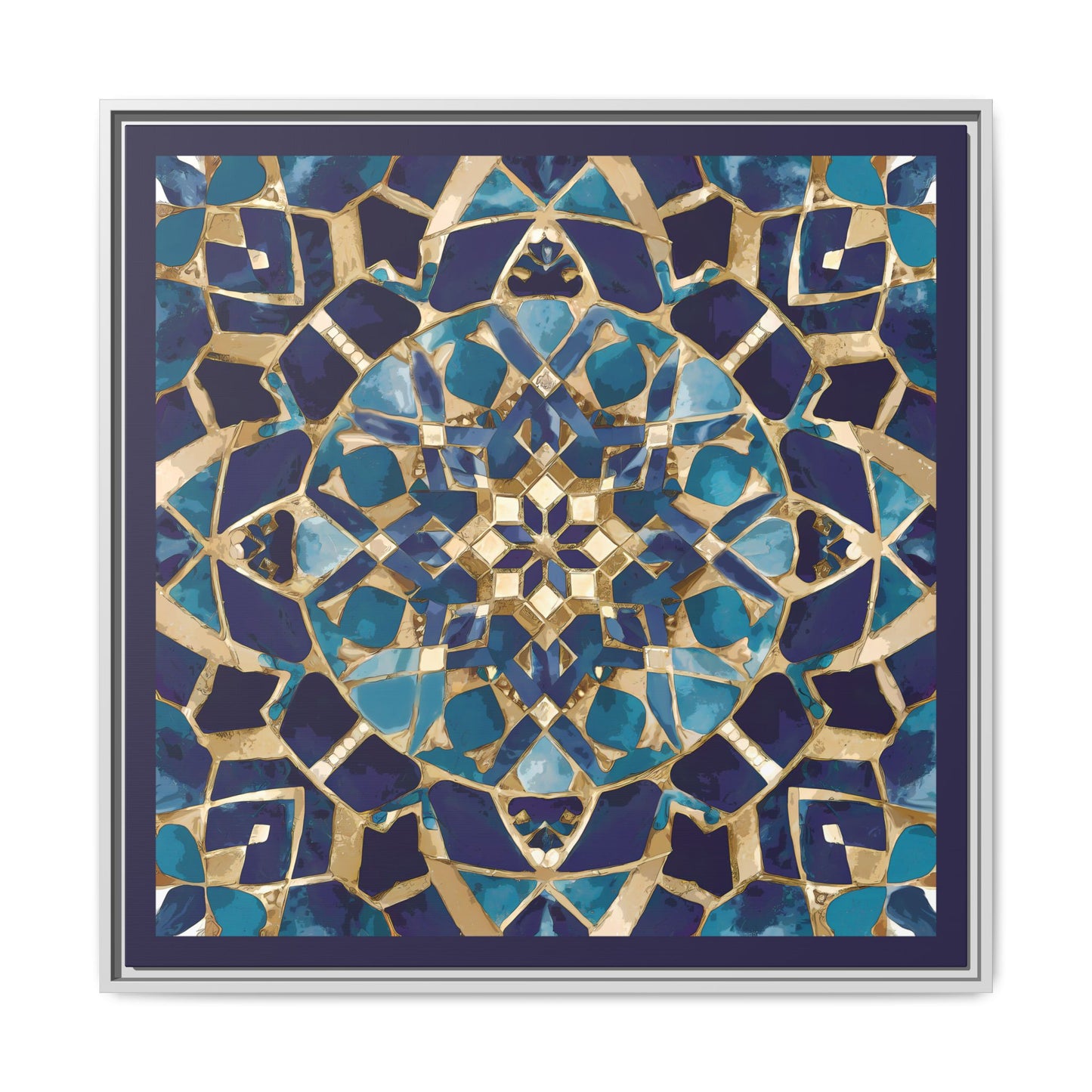 Framed Blue Moroccan Mosaic Wall Art — Matte Canvas Print